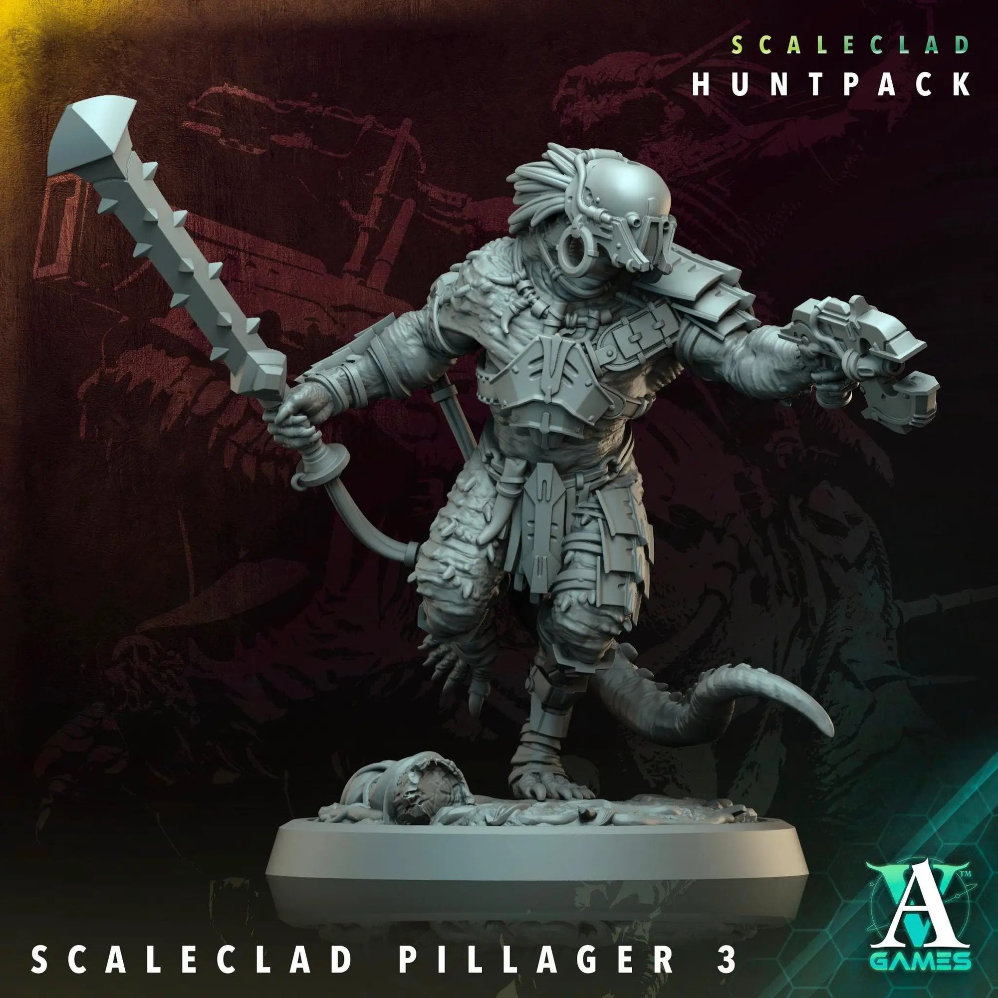 3D printed Scaleclad Pillagers miniatures by Last Hope Miniatures, featuring detailed armored figures from Archvillain Games.