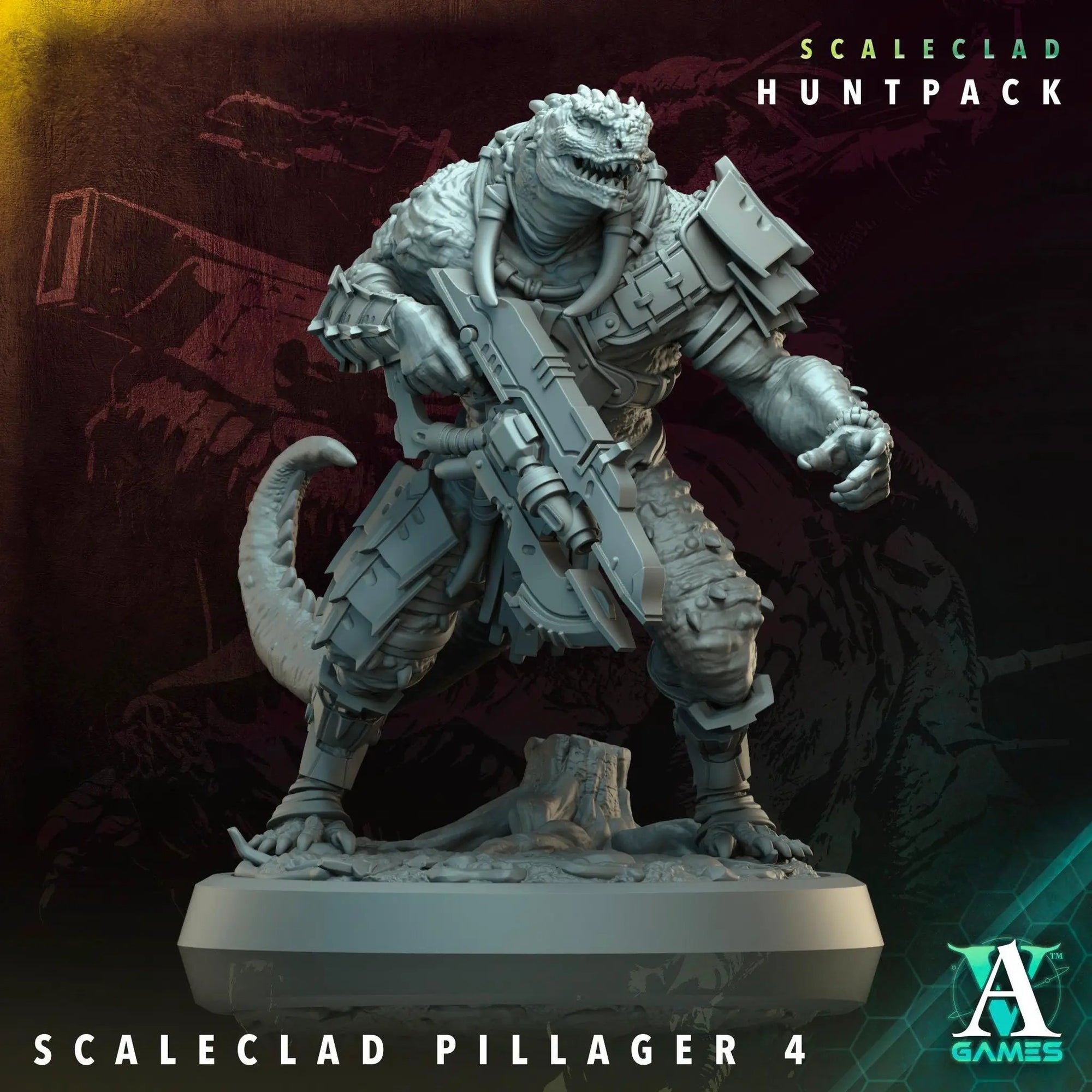 3D printed Scaleclad Pillagers miniature by Last Hope Miniatures for Archvillain Games, featuring detailed pirate-like figures.