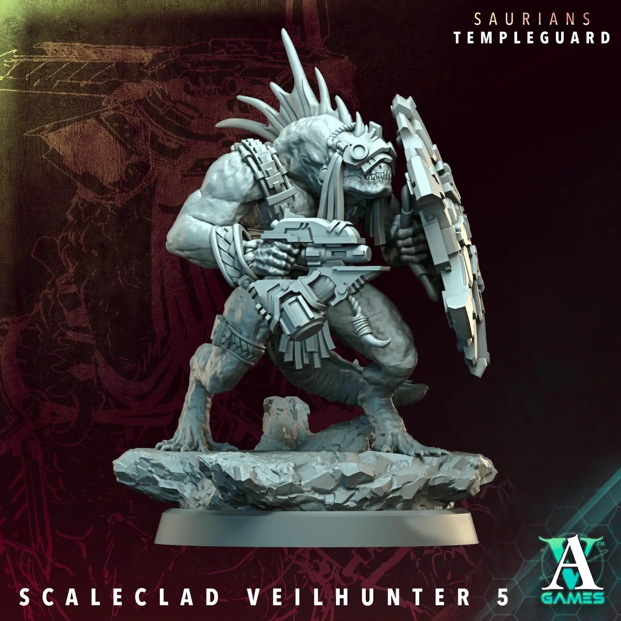 3D printed Scaleclad Veilhunters miniatures by Archvillain Games, detailed sci-fi figures from Last Hope Miniatures collection