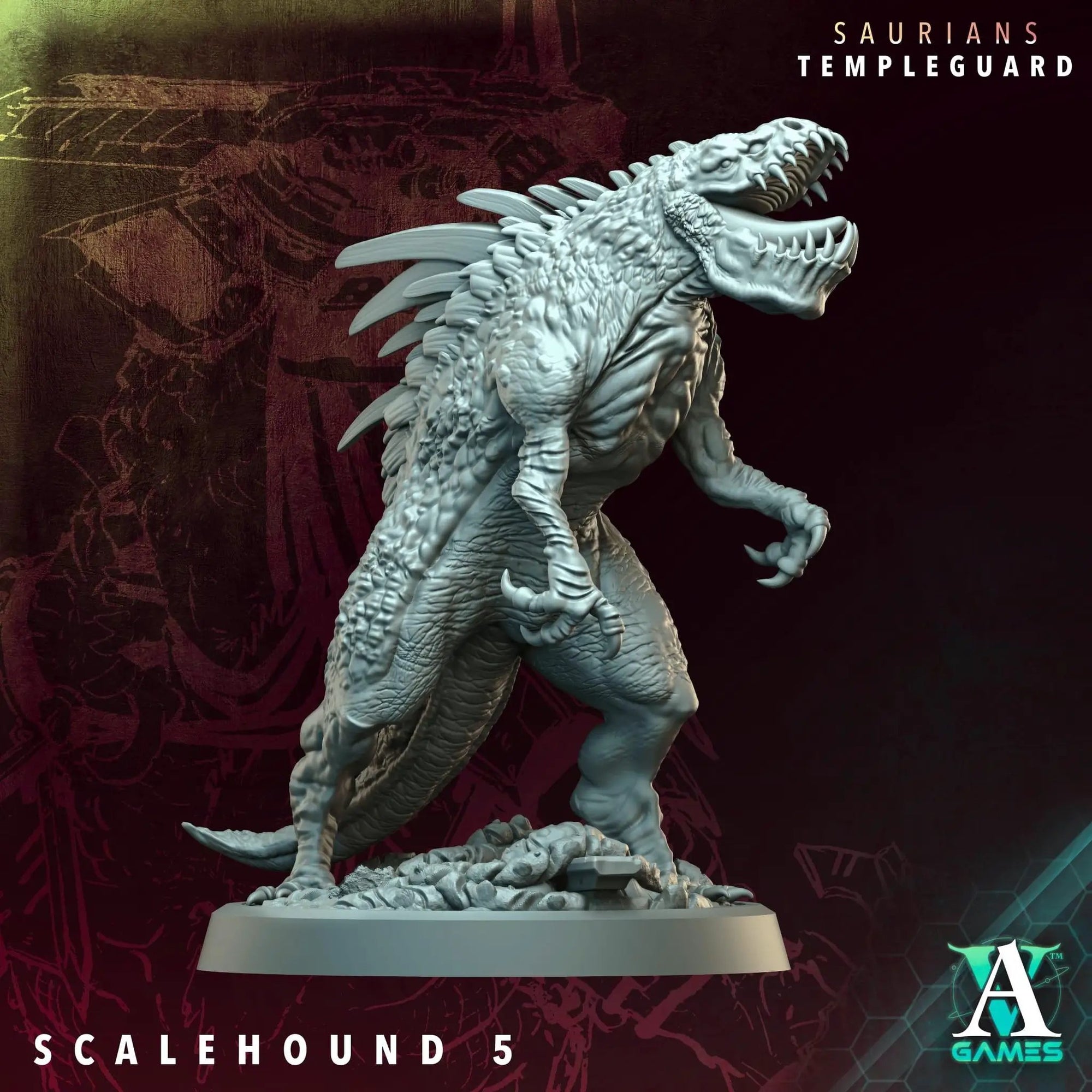 3D printed Scalehound miniature by Archvillain Games for Last Hope Miniatures, detailed robotic dog with sci-fi design.