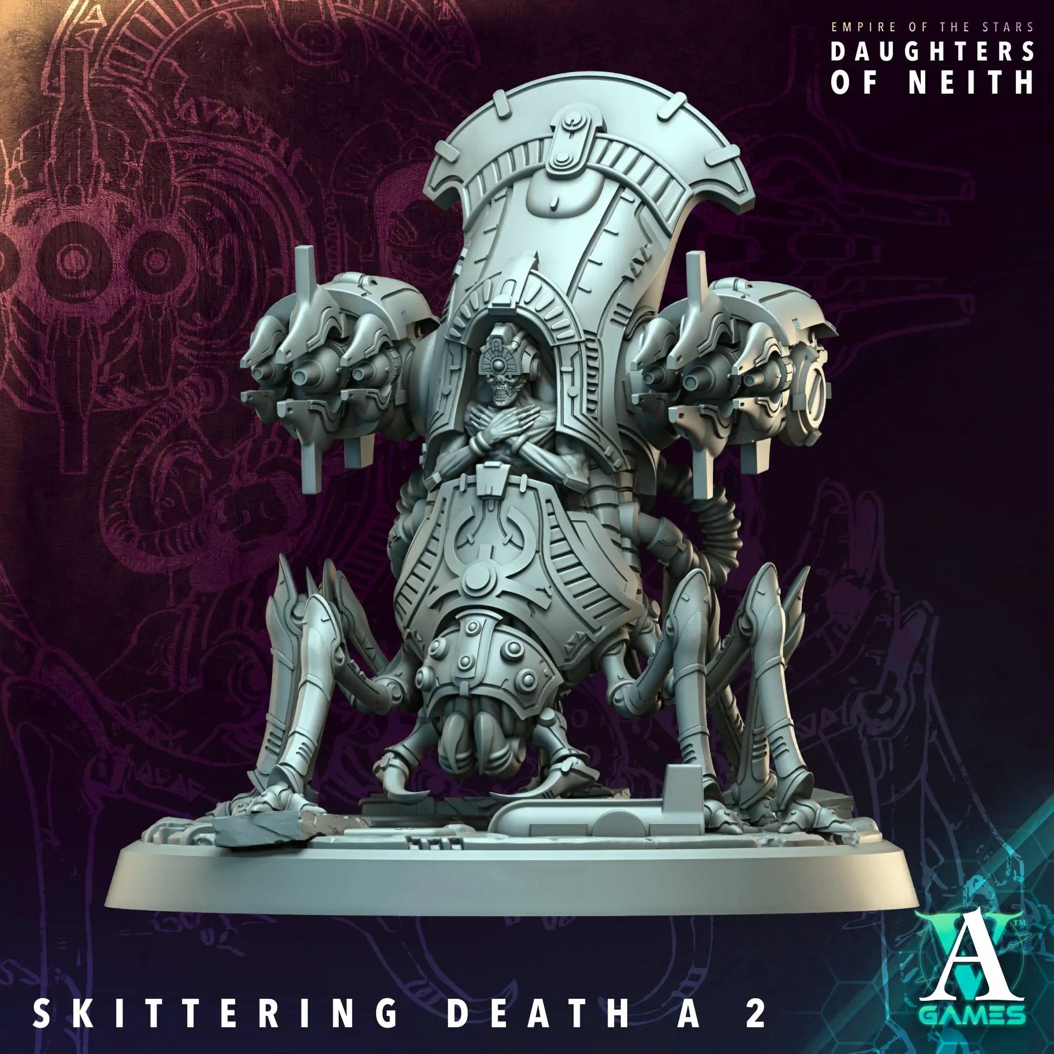 3D printed Skittering Death miniature by Last Hope Miniatures for Archvillain Games, showing detailed insect-like creature.