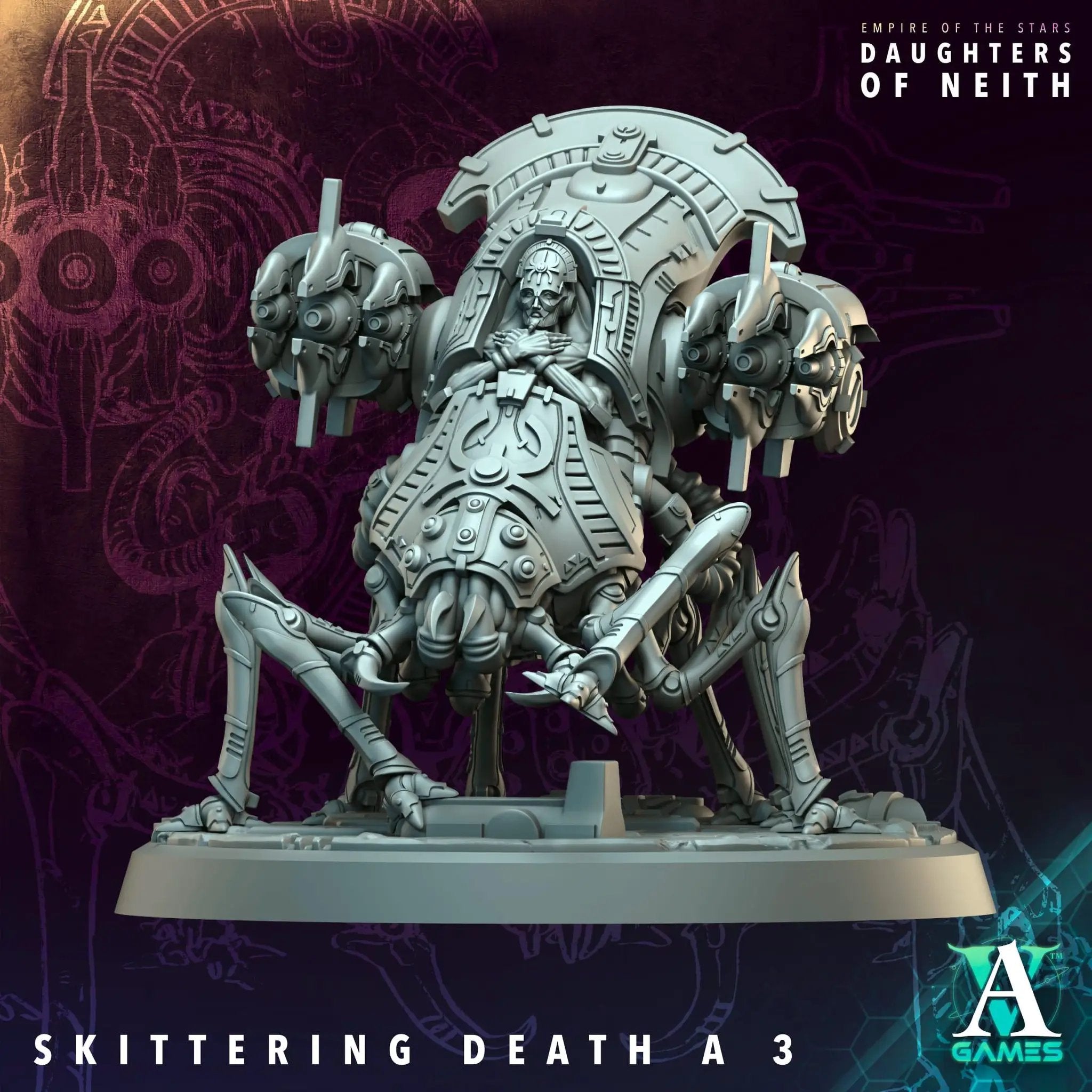 3D printed Skittering Death miniature by Last Hope Miniatures for Archvillain Games, showing detailed insect-like creature.