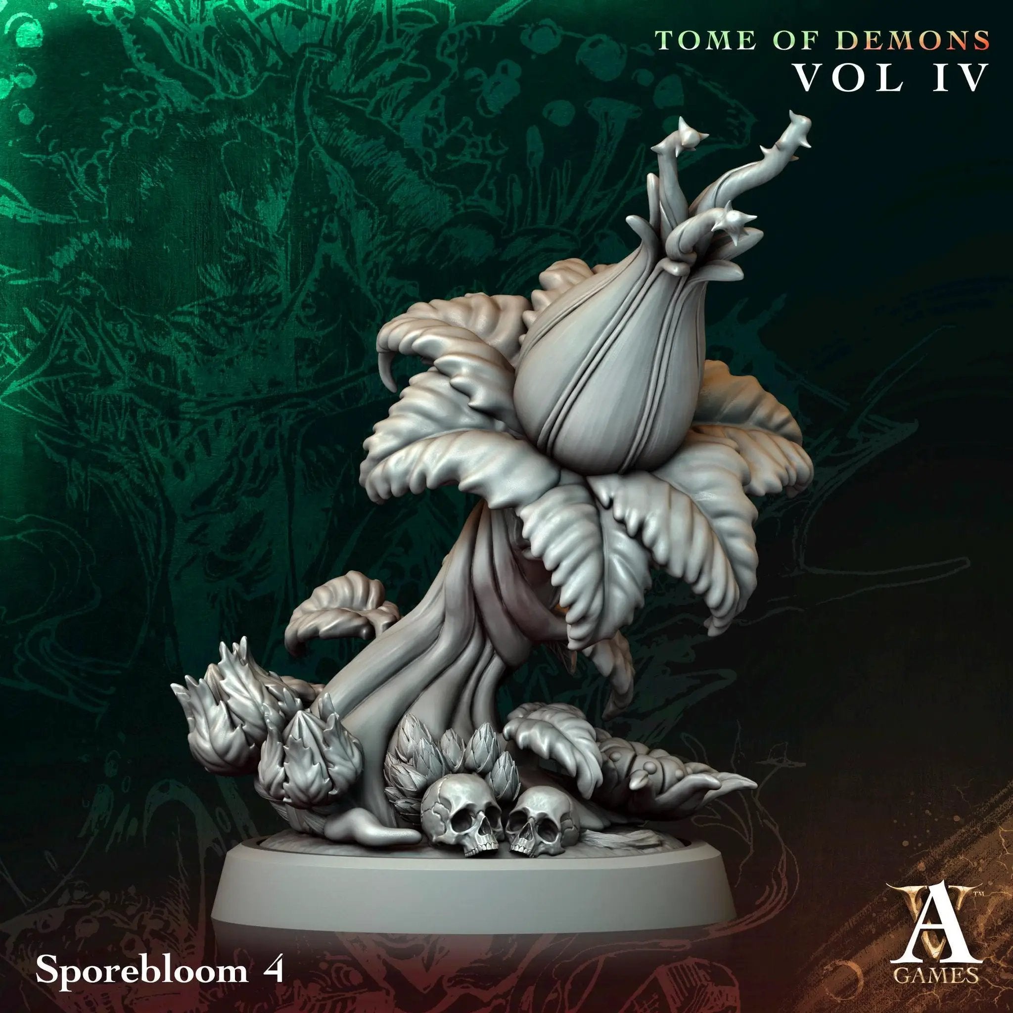 3D printed Spore Blooms miniature by Last Hope Miniatures for Archvillain Games, featuring detailed organic plant structures.