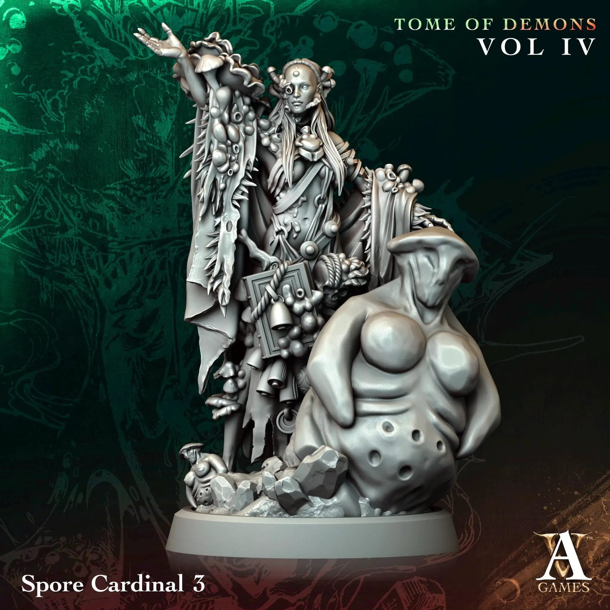3D printed Spore Cardinals miniatures by Last Hope Miniatures for Archvillain Games, featuring detailed organic designs.
