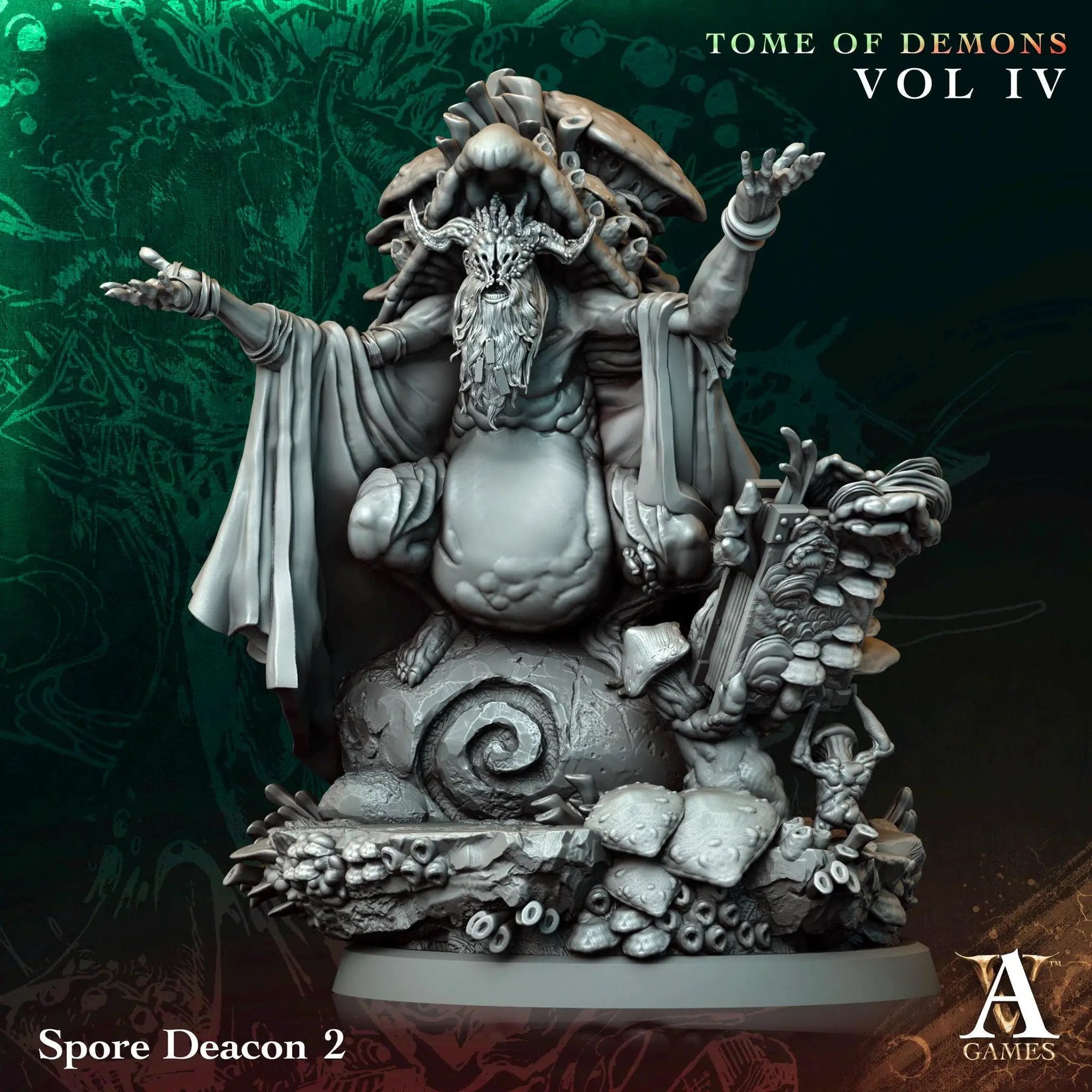 3D printed Spore Deacons miniature by Last Hope Miniatures for Archvillain Games, detailed alien creature with spore-like features.