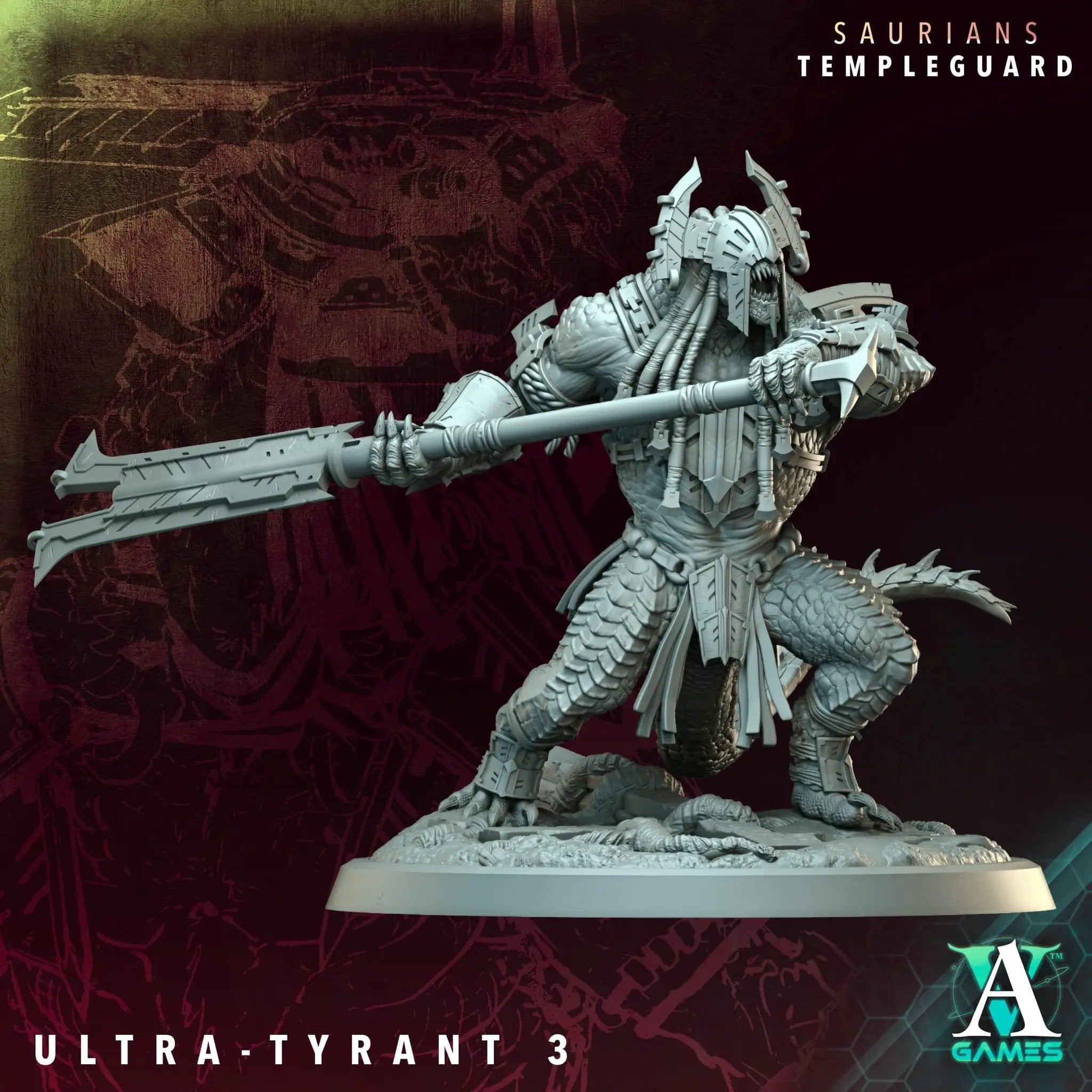 3D printed Ultra-Tyrants miniatures by Archvillain Games for Last Hope Miniatures, detailed fantasy tabletop gaming figures.