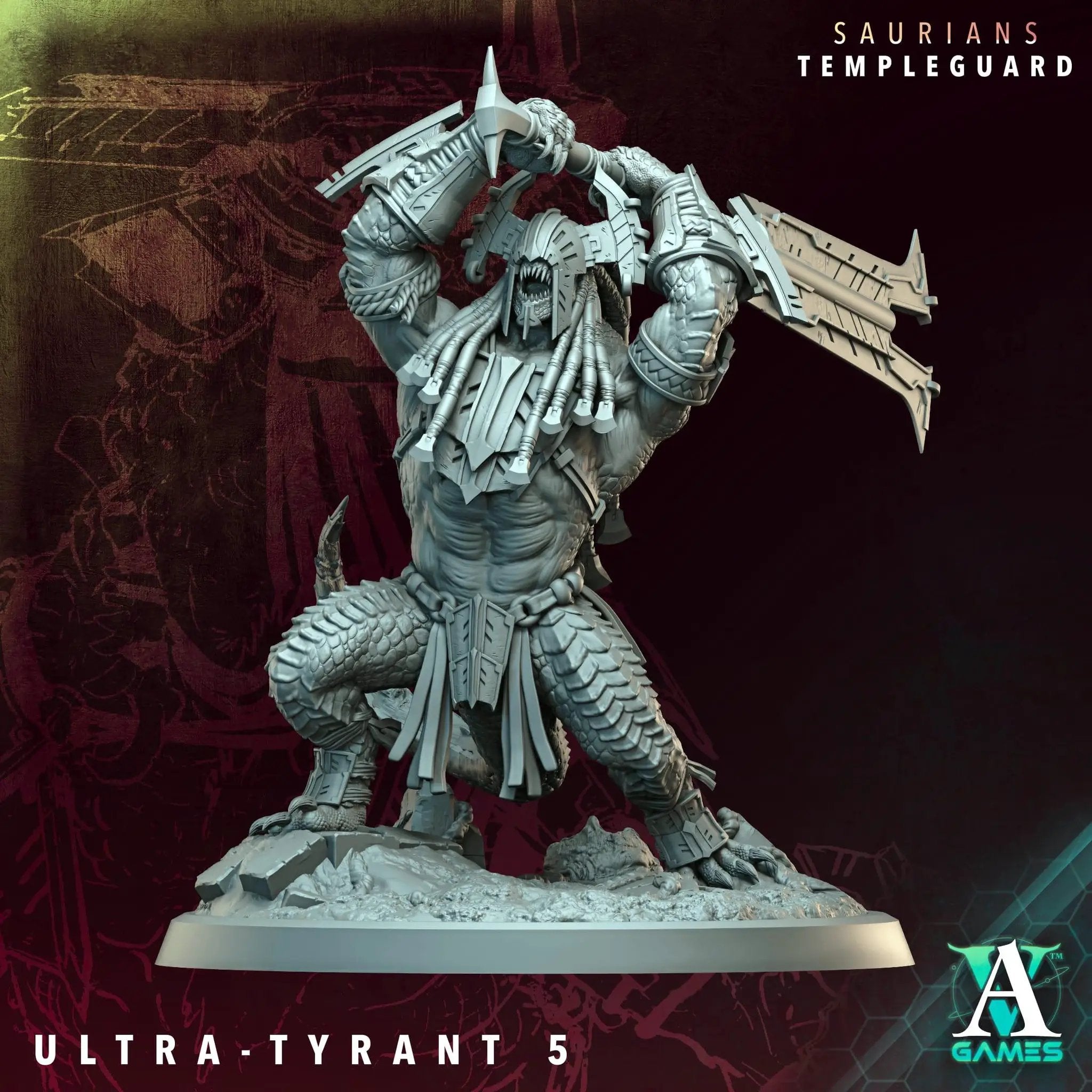 3D printed Ultra-Tyrants miniature by Last Hope Miniatures for Archvillain Games, detailed fantasy tabletop game figure.