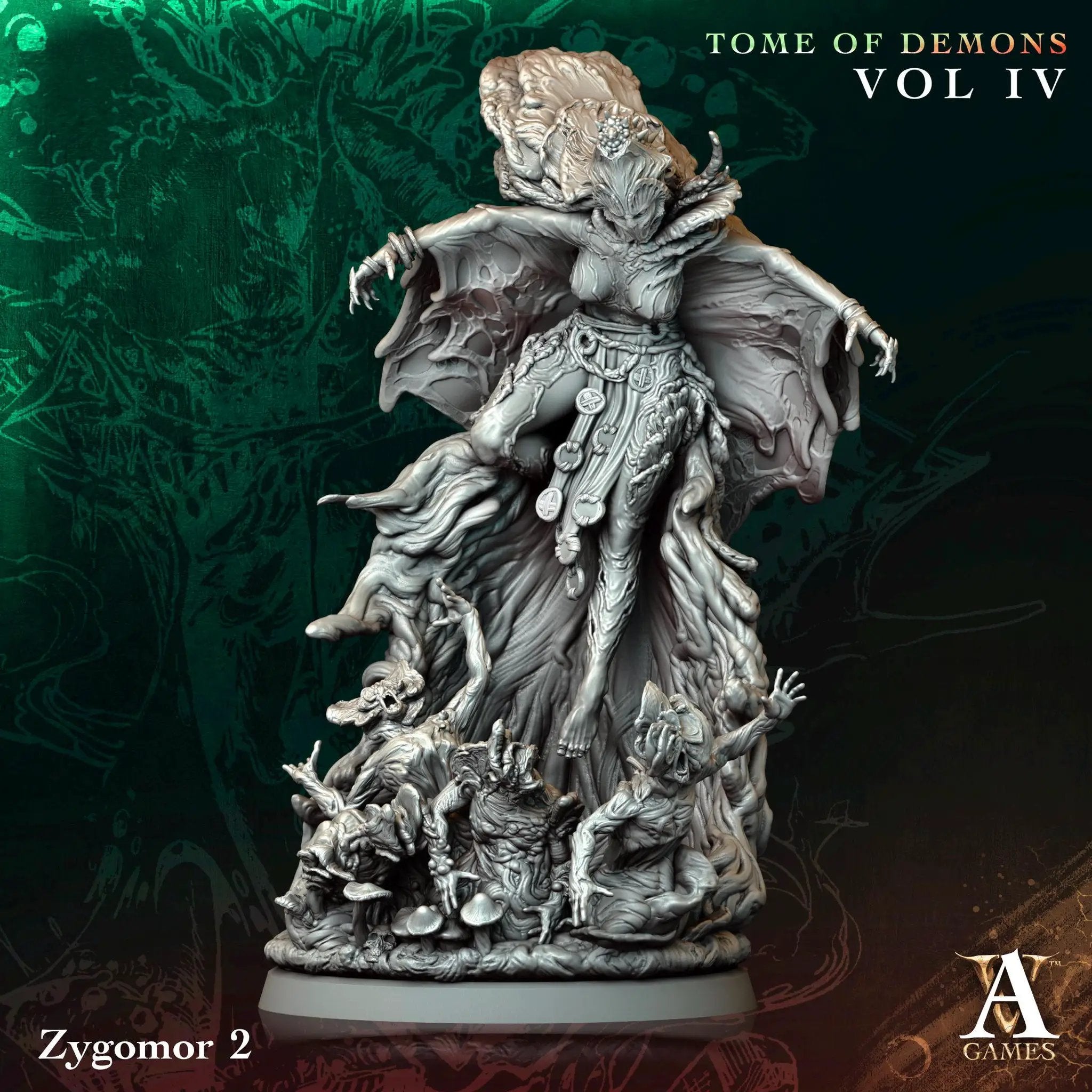 3D printed Zygom miniature by Last Hope Miniatures for Archvillain Games, featuring detailed design and intricate textures.