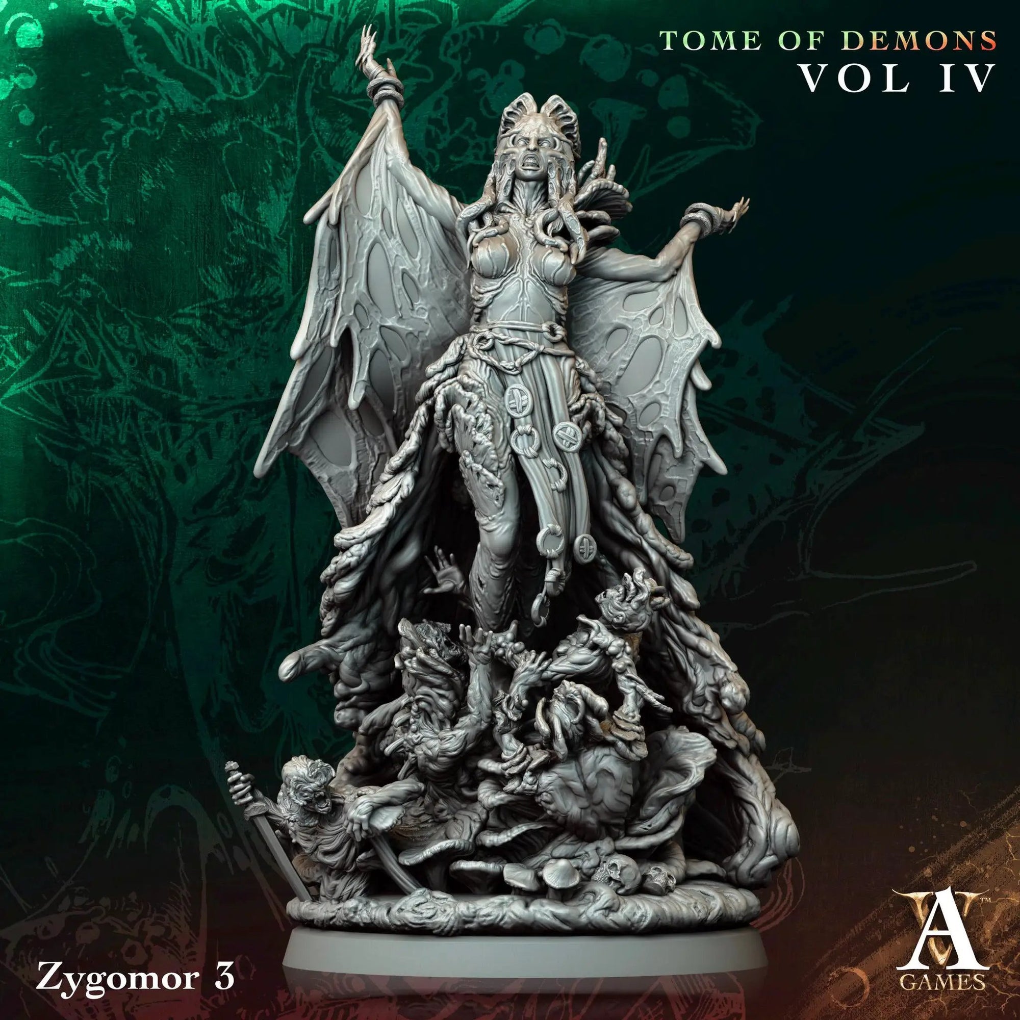 3D printed Zygomor miniature by Last Hope Miniatures for Archvillain Games, showing detailed sculpt and textured surface.