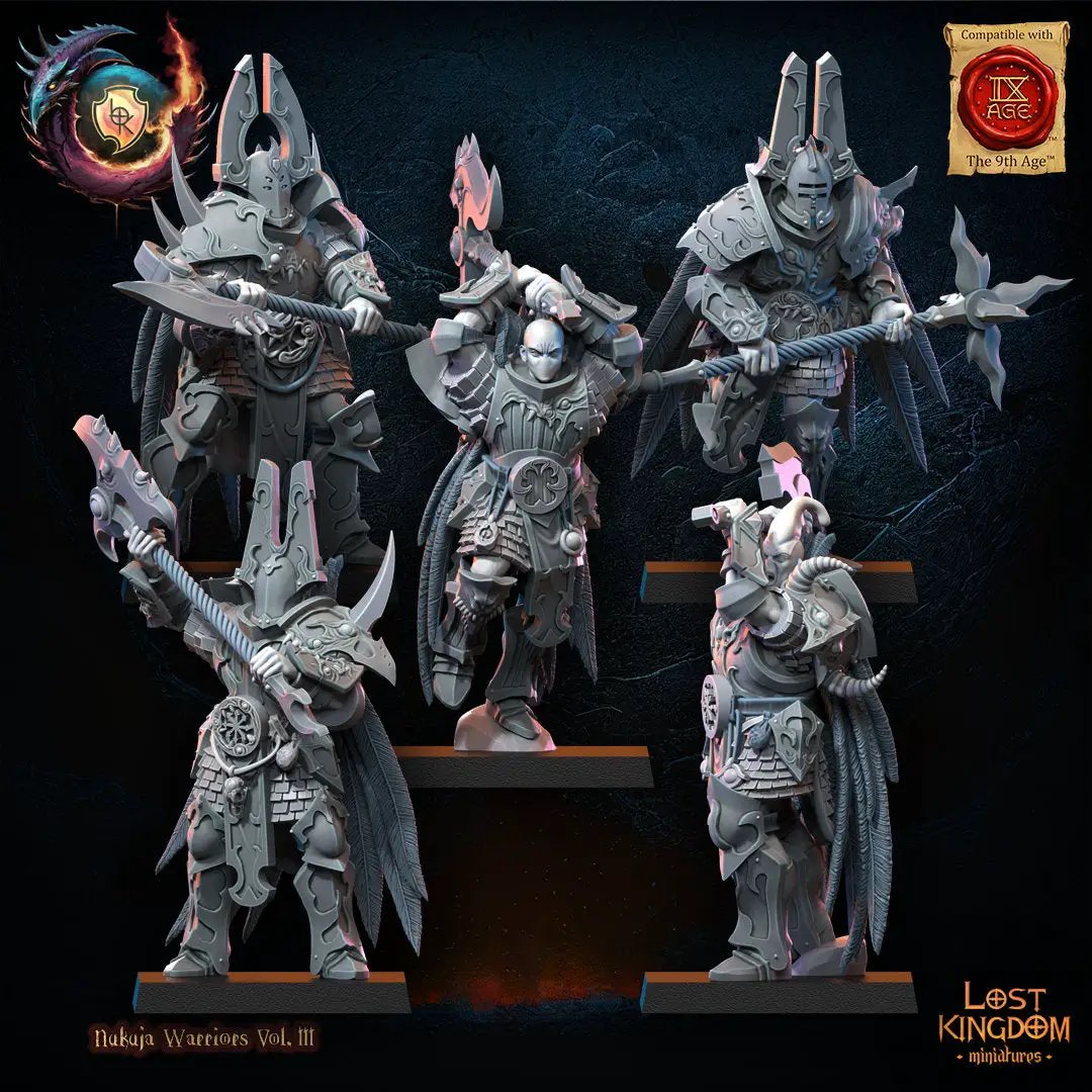 Set of 10 3D printed Chaos Berserkers miniatures by Last Hope Miniatures for tabletop gaming.