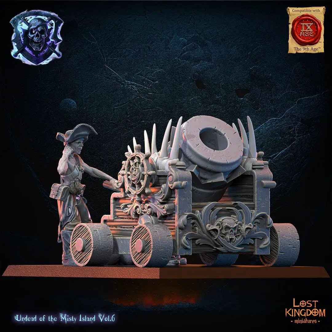 3D printed Abyssal Mortar by Lost Kingdom Miniatures, detailed miniature weapon with dark, textured surface for tabletop gaming.