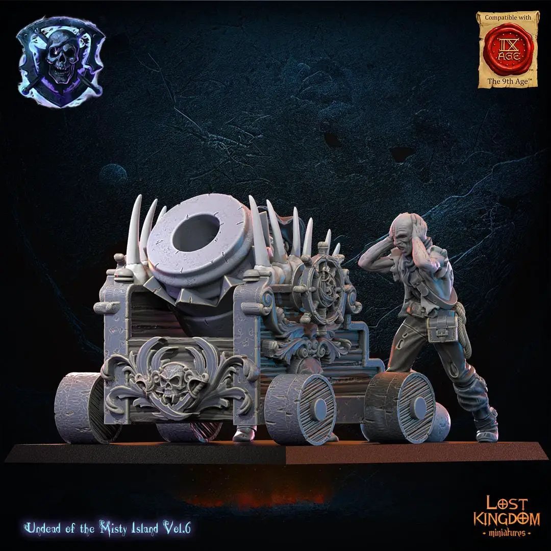 3D printed Abyssal Mortar by Lost Kingdom Miniatures, detailed miniature with dark, intricate design for tabletop gaming.