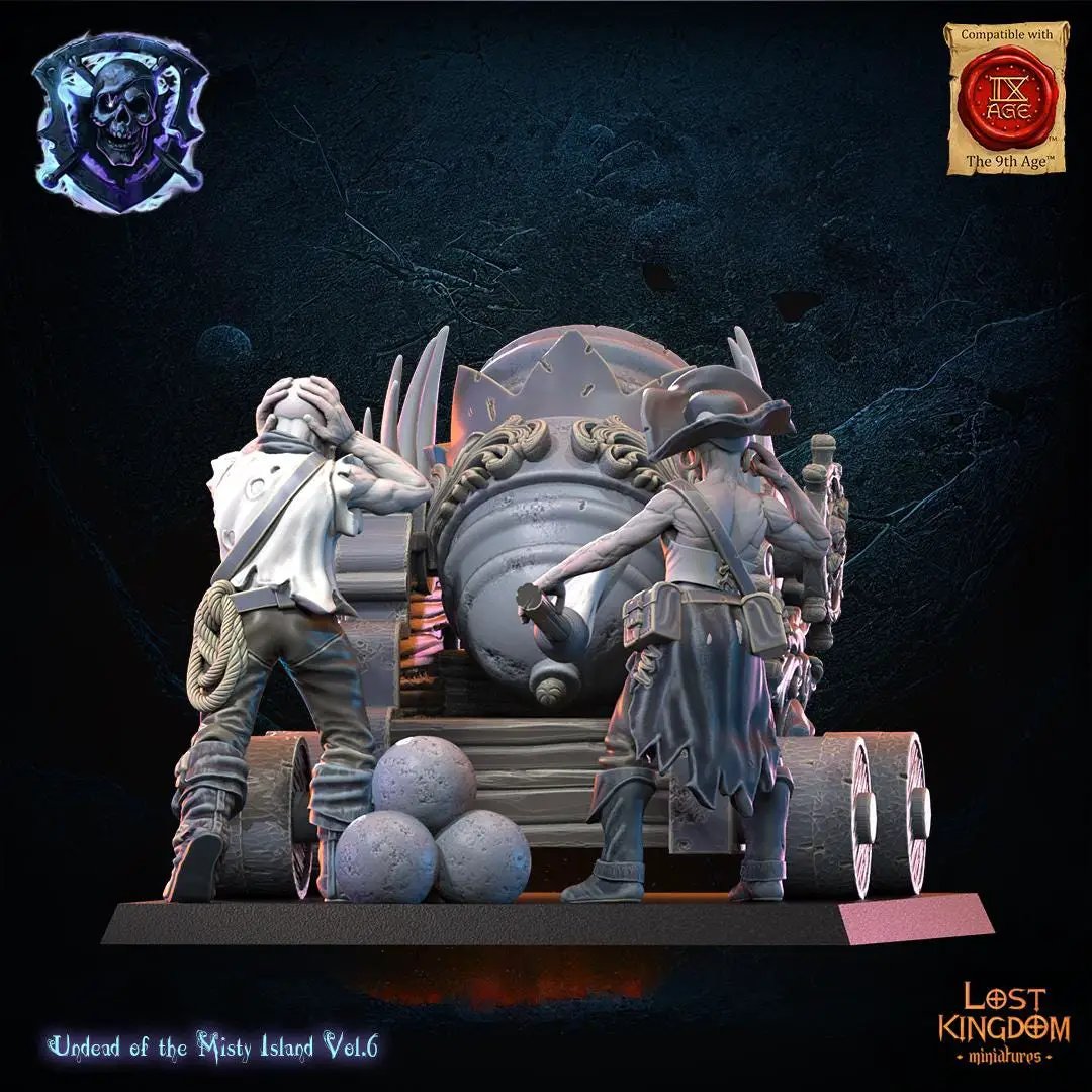 3D printed Abyssal Mortar model by Lost Kingdom Miniatures, detailed miniature weapon with dark, textured surface for tabletop gaming.