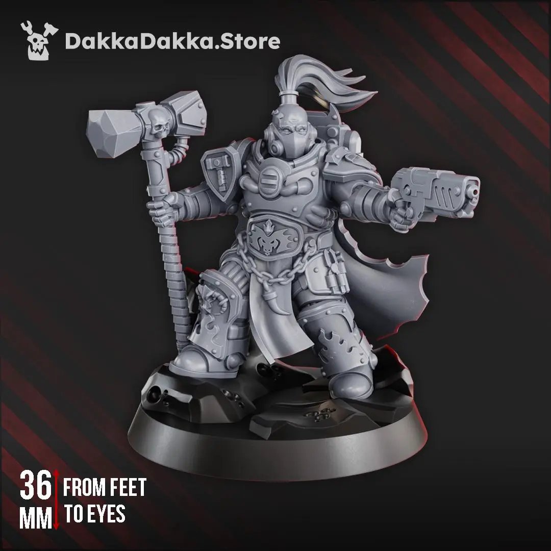 3D printed Agadrax the Forgefire miniature by Last Hope Miniatures for DakkaDakka, showing detailed armor and fiery weaponry.