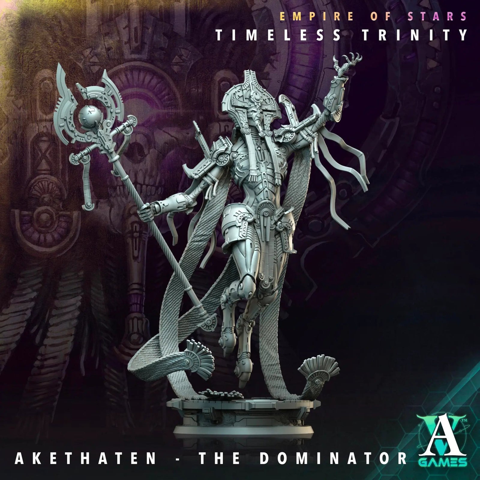 3D printed Akethaten The Dominator miniature by Last Hope Miniatures, detailed figure from Archvillain Games.