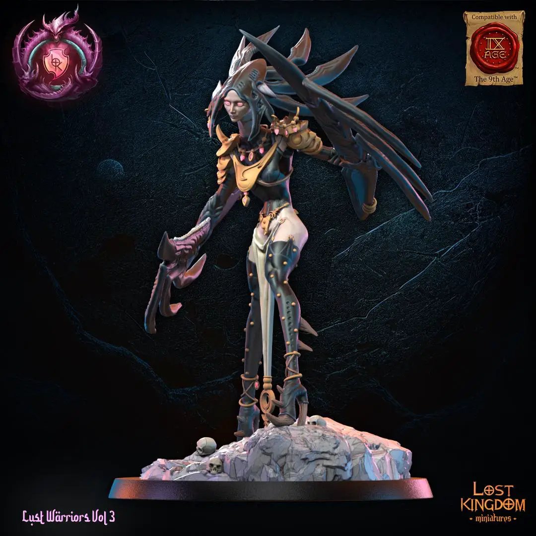 3D printed Alize Lust Princess miniature by Lost Kingdom Miniatures, detailed figure with flowing hair and elegant attire.
