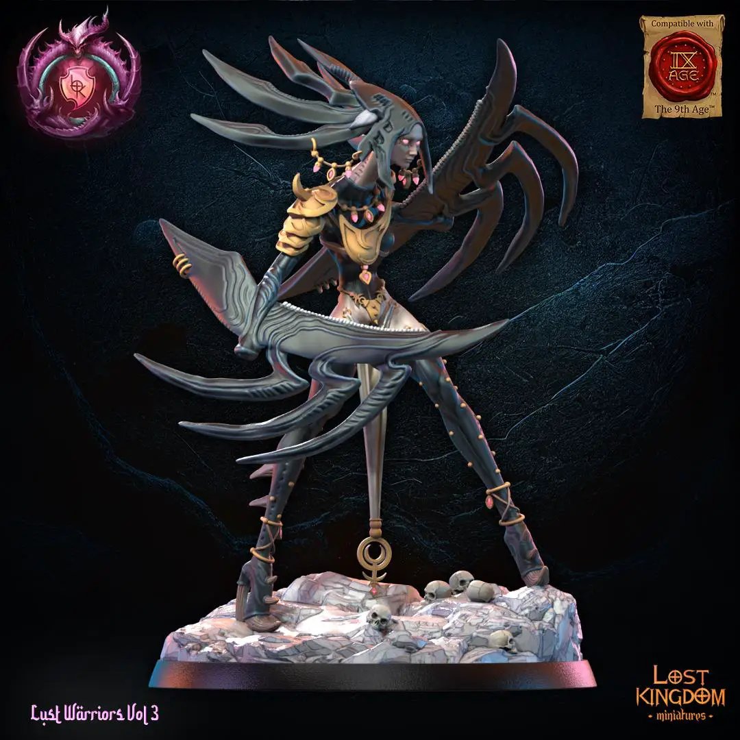 3D printed Alize - Lust Princess miniature by Lost Kingdom Miniatures, showcasing intricate armor and elegant pose.