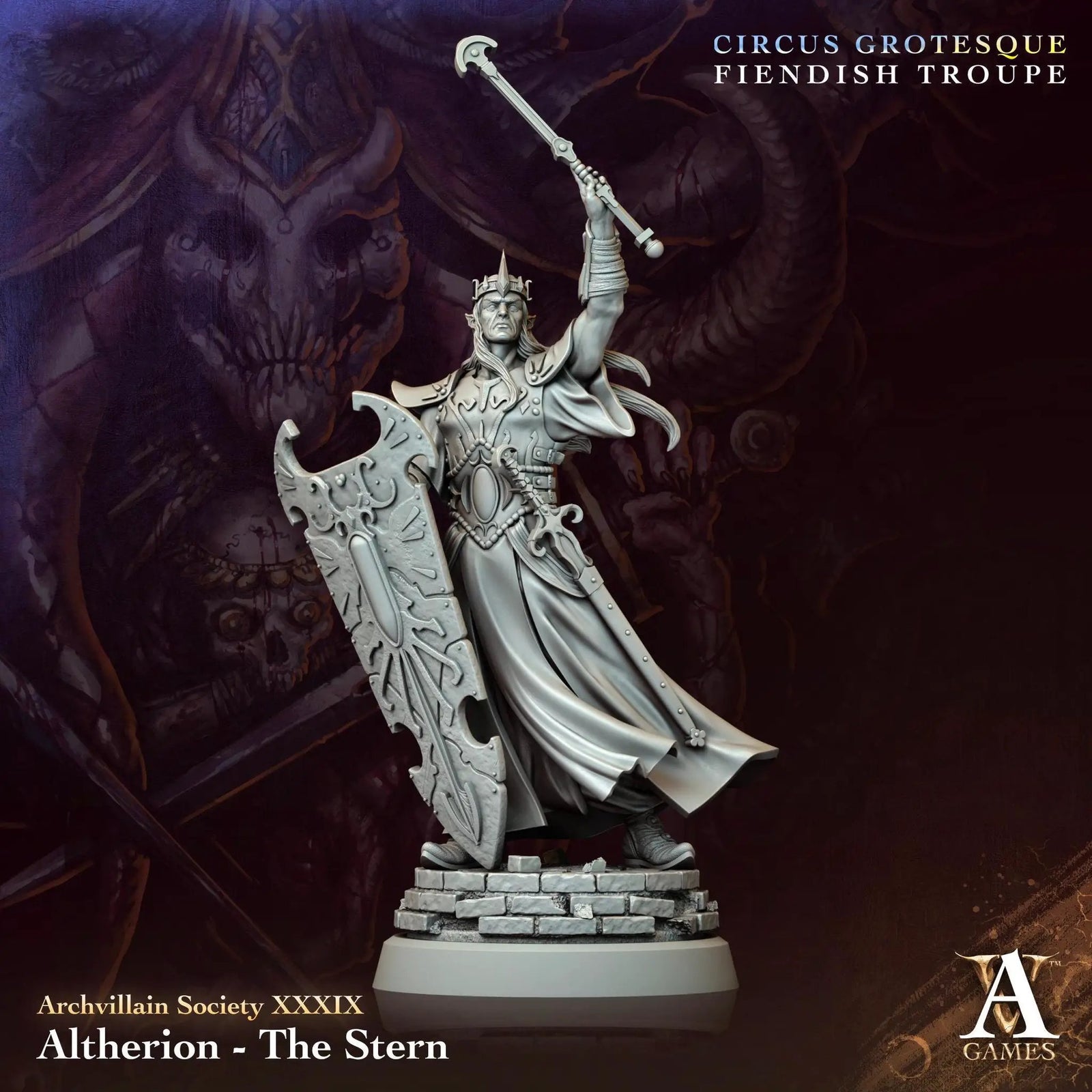 3D printed Altherion The Stern miniature by Last Hope Miniatures from Archvillain Games, showing detailed sci-fi character model.