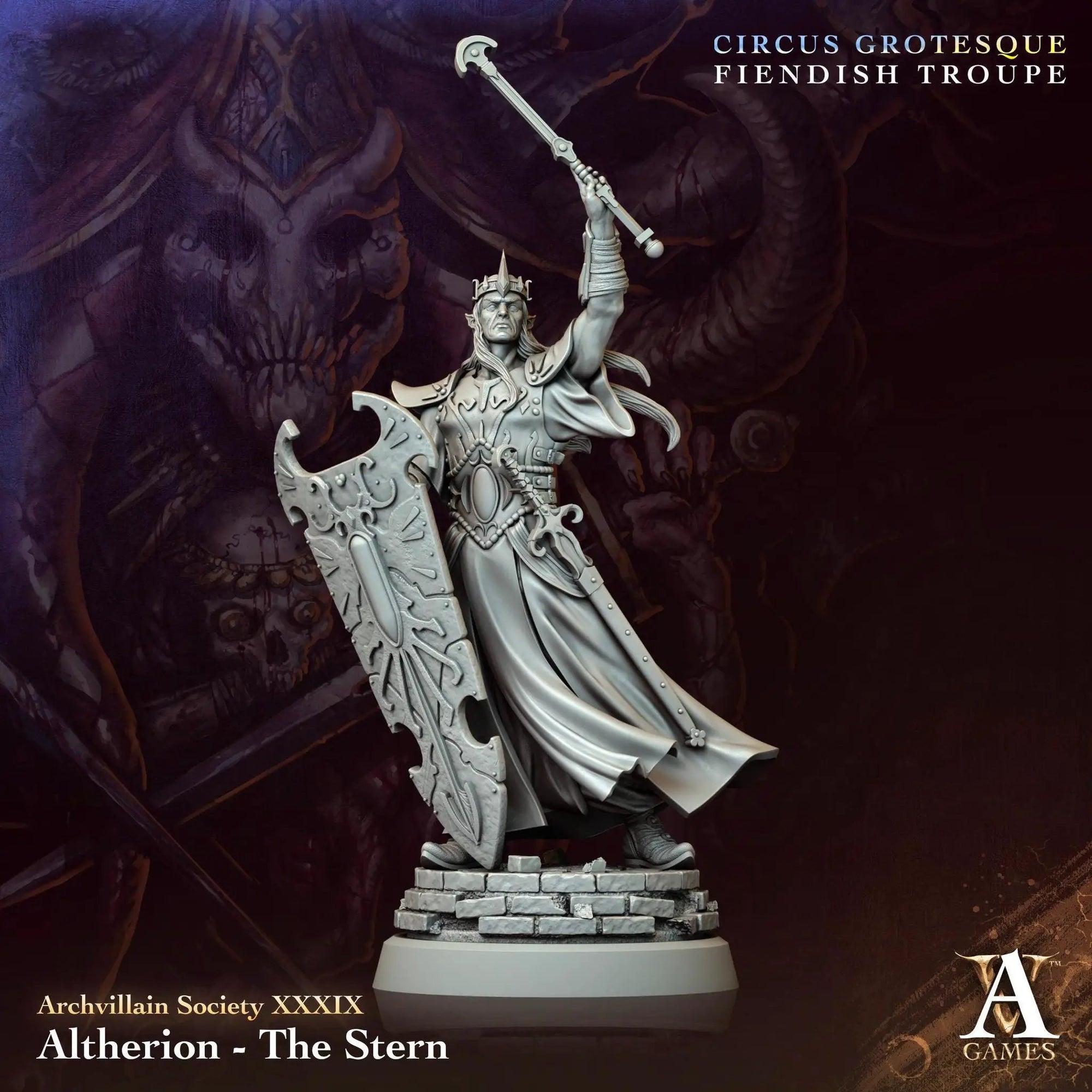 3D printed Altherion The Stern miniature by Last Hope Miniatures from Archvillain Games, showing detailed sci-fi character model.