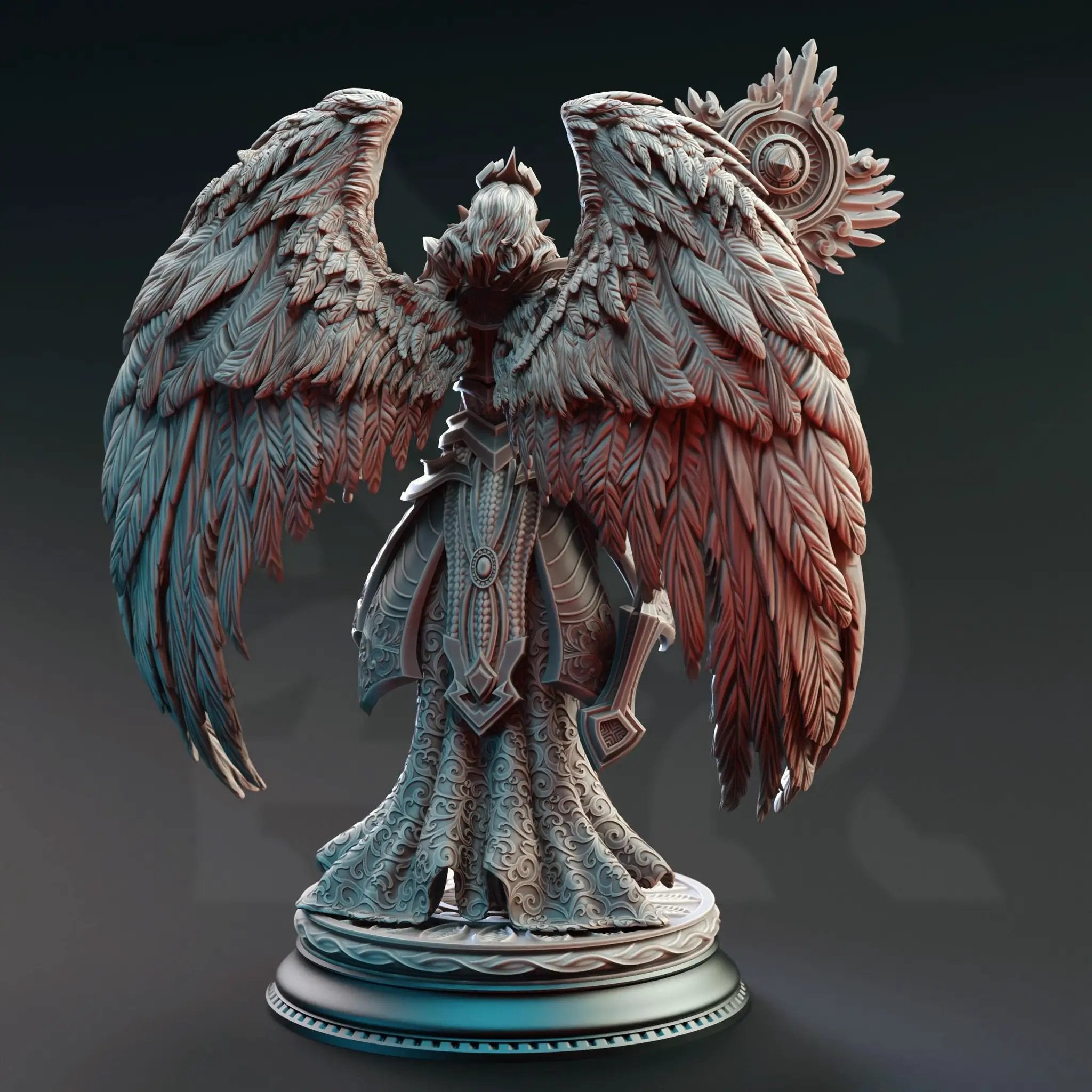 3D printed Angelic Cleric miniature by Last Hope Miniatures, featuring a detailed angelic figure with wings and robes.