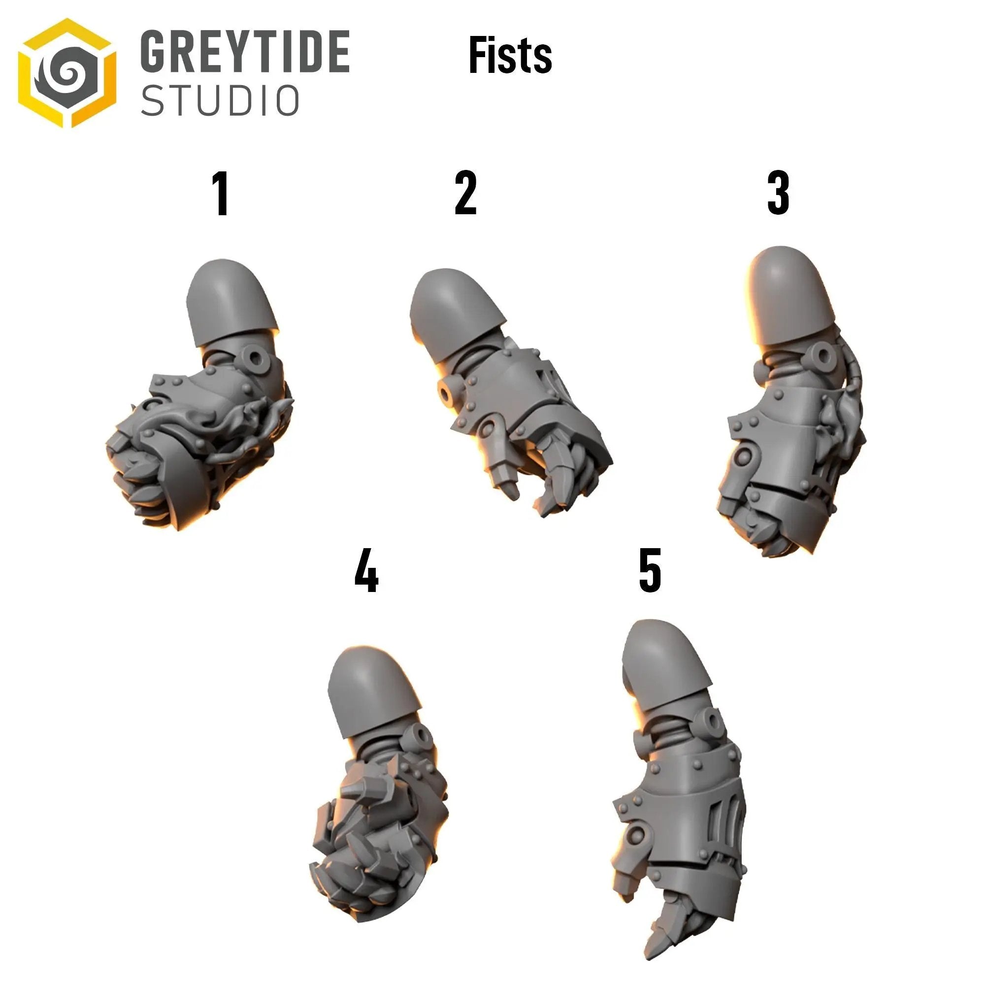 Set of ten 3D printed Anvil Warden Fists miniatures by Last Hope Miniatures for tabletop gaming, detailed and durable design.