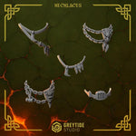 3D printed Anvil Wardens necklaces by Last Hope Miniatures, featuring detailed fantasy-inspired pendant designs.