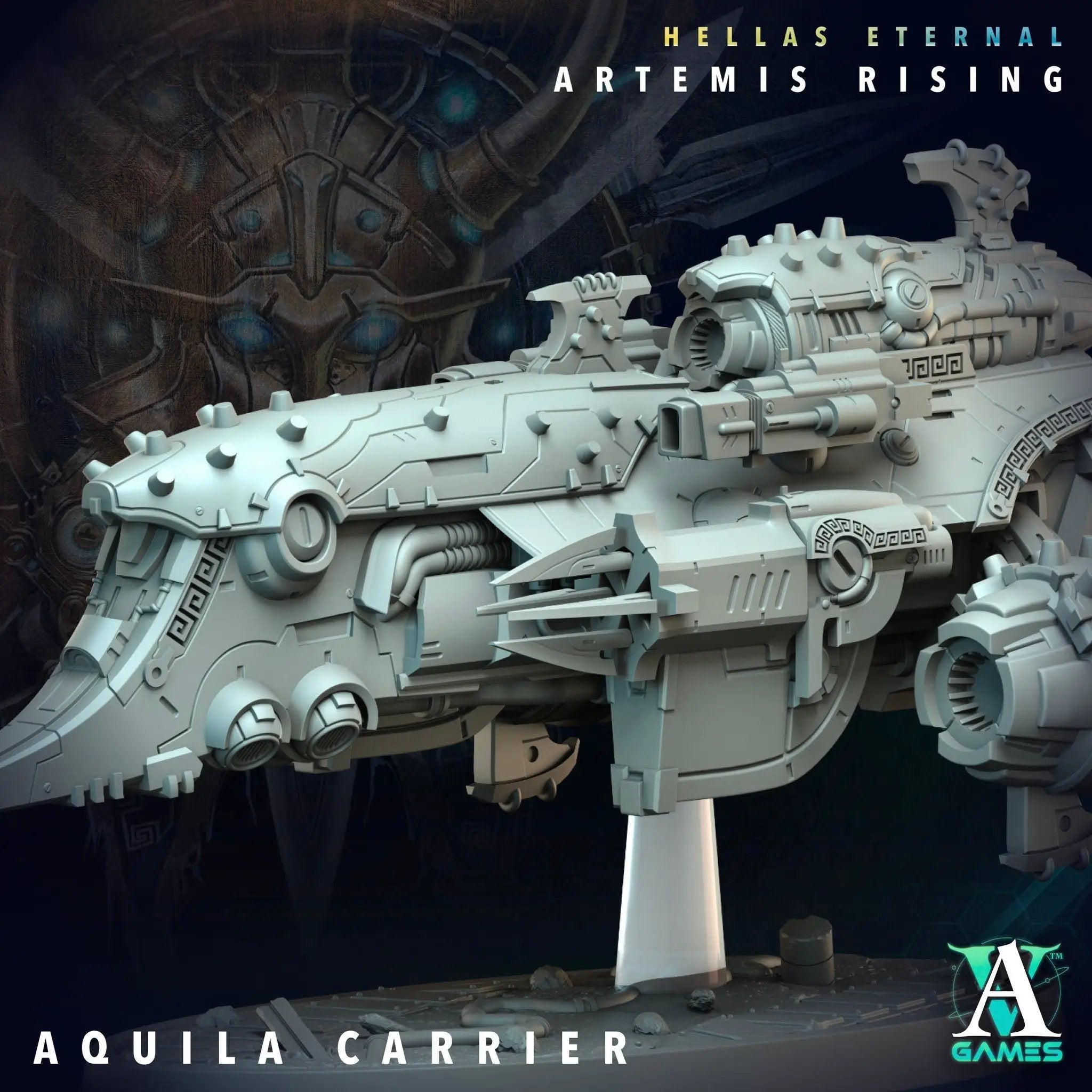 3D printed Aquila Carrier miniature by Last Hope Miniatures for Archvillain Games, showing detailed aircraft design and craftsmanship.