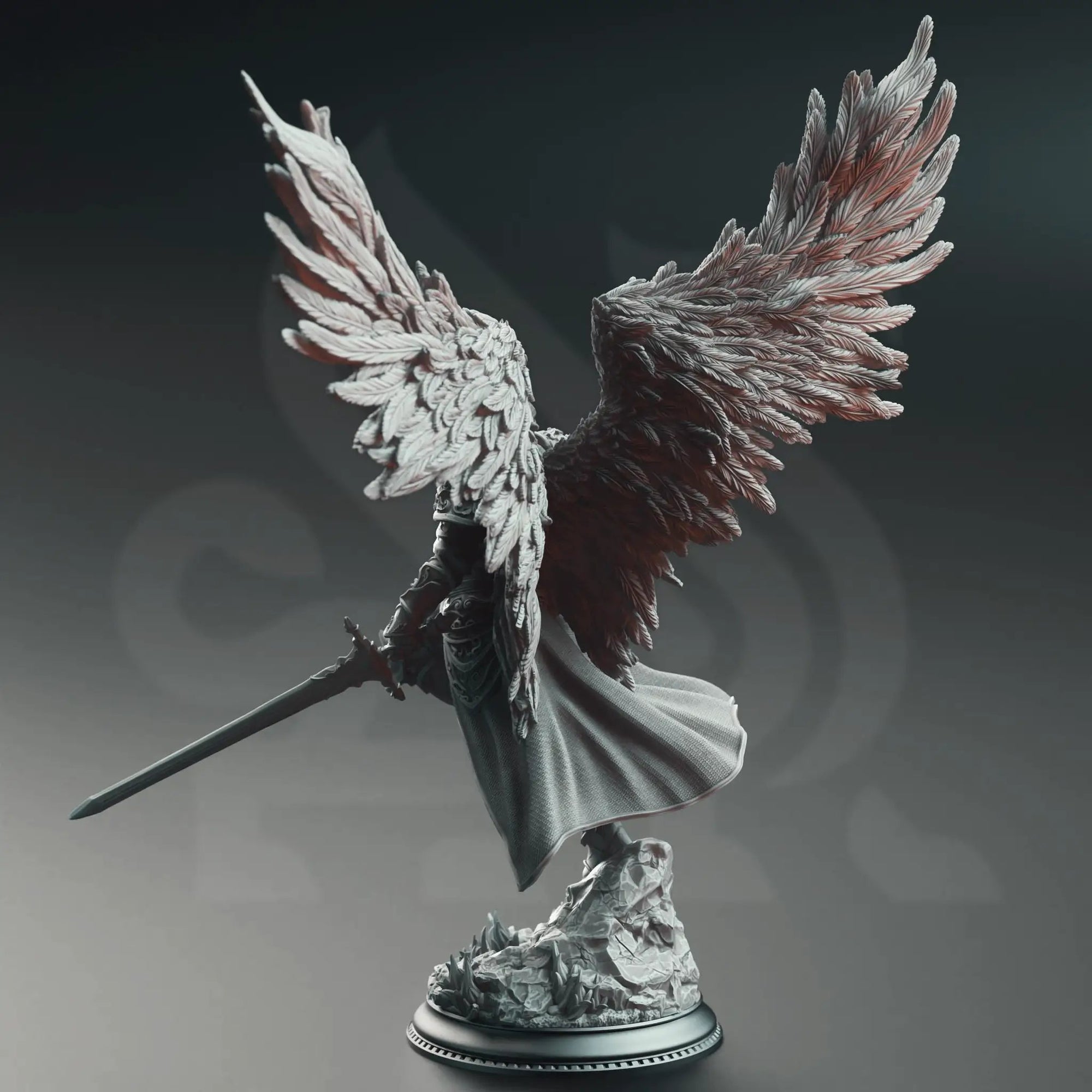 3D printed Ascended Commander Knight Lydia the Merciless miniatures by Last Hope Miniatures, featuring detailed armor and weaponry.
