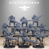 Set of 10 3D printed Astronet Heavy Infantry miniatures by StationForge Miniatures, detailed sci-fi tabletop game figures.