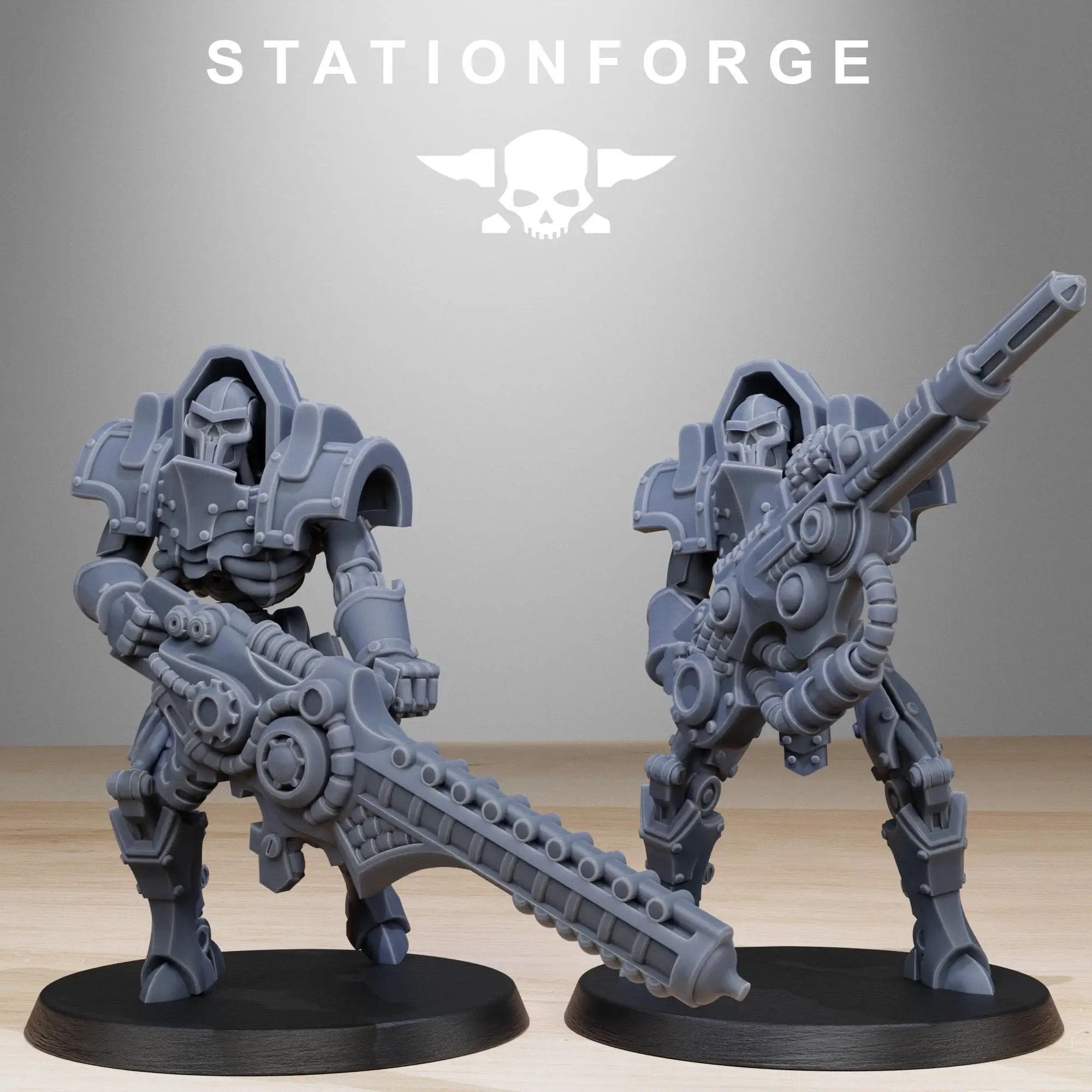 Ten 3D printed Astronet Heavy Infantry miniatures by Last Hope Miniatures for StationForge, detailed sci-fi soldier figures.