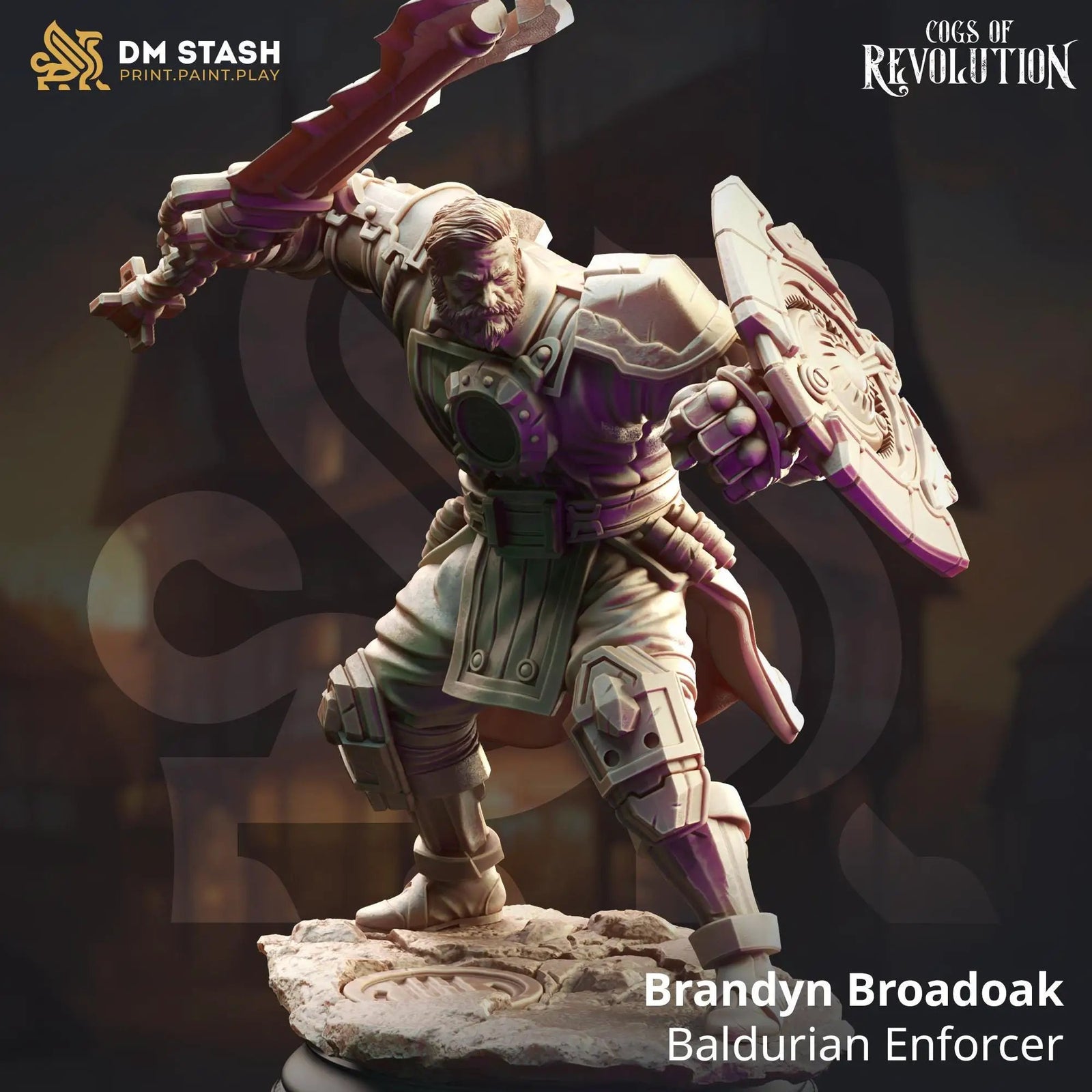 3D printed Baldurian Enforcer miniature by Last Hope Miniatures, detailed figure from DM Stash for tabletop gaming.