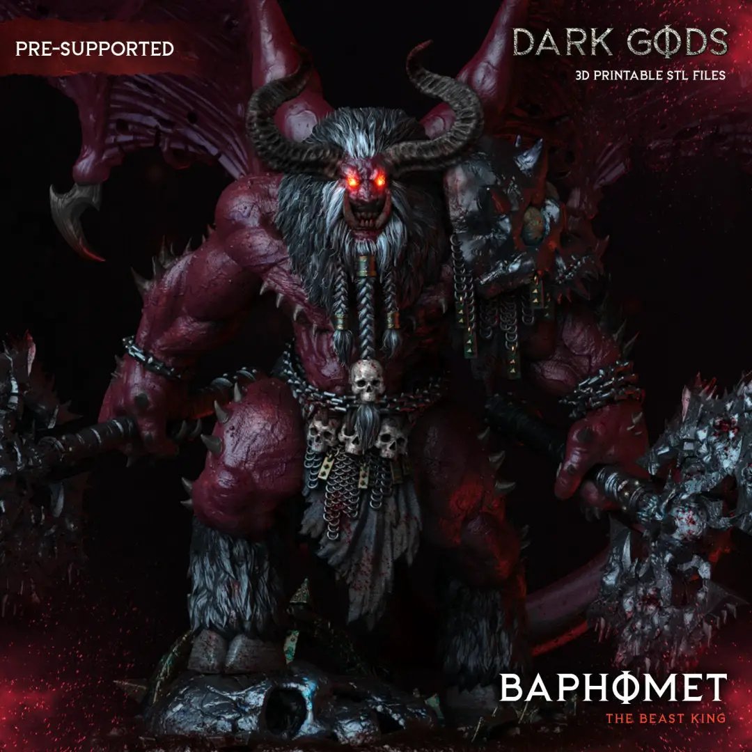 3D printed Baphomet the Beast King miniature by Last Hope Miniatures from Dark Gods Miniatures, showing detailed horned demon figure.