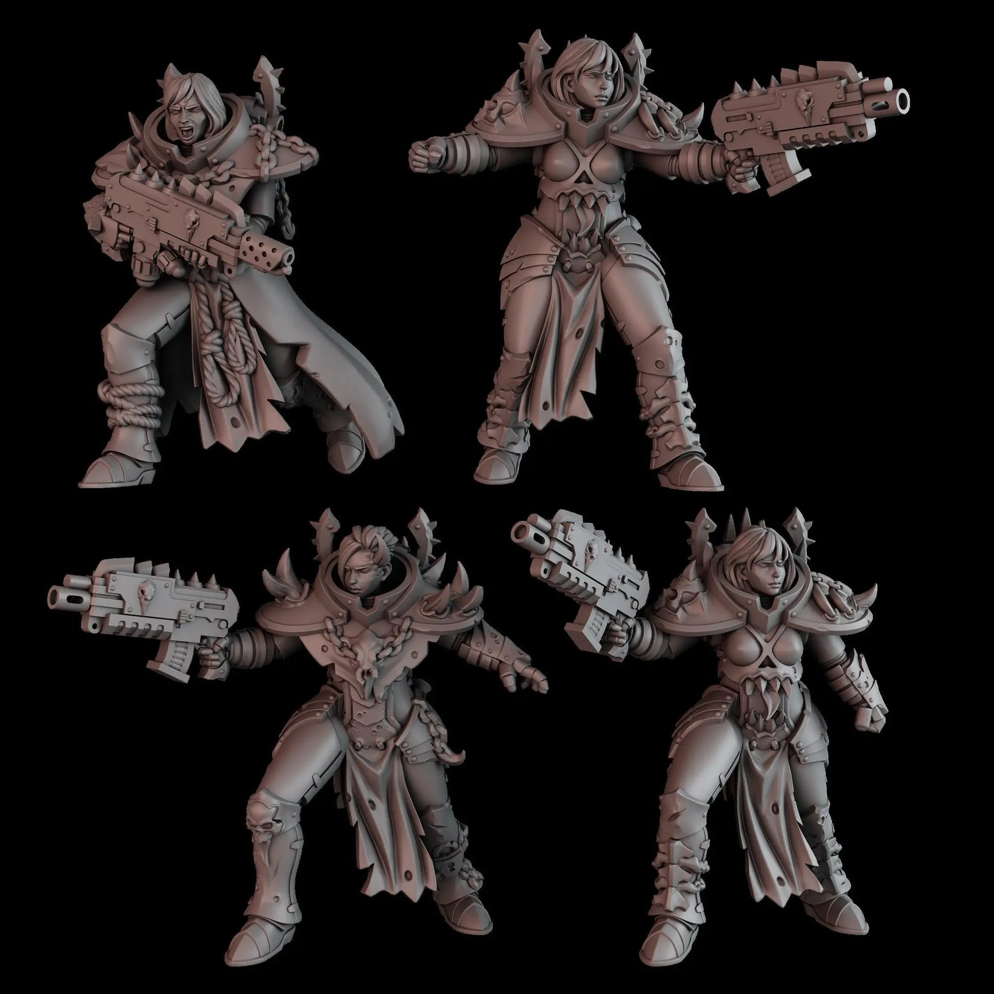 3D printed Battle Witch Squad miniatures by Last Hope Miniatures for DakkaDakka, featuring detailed fantasy soldier figures.