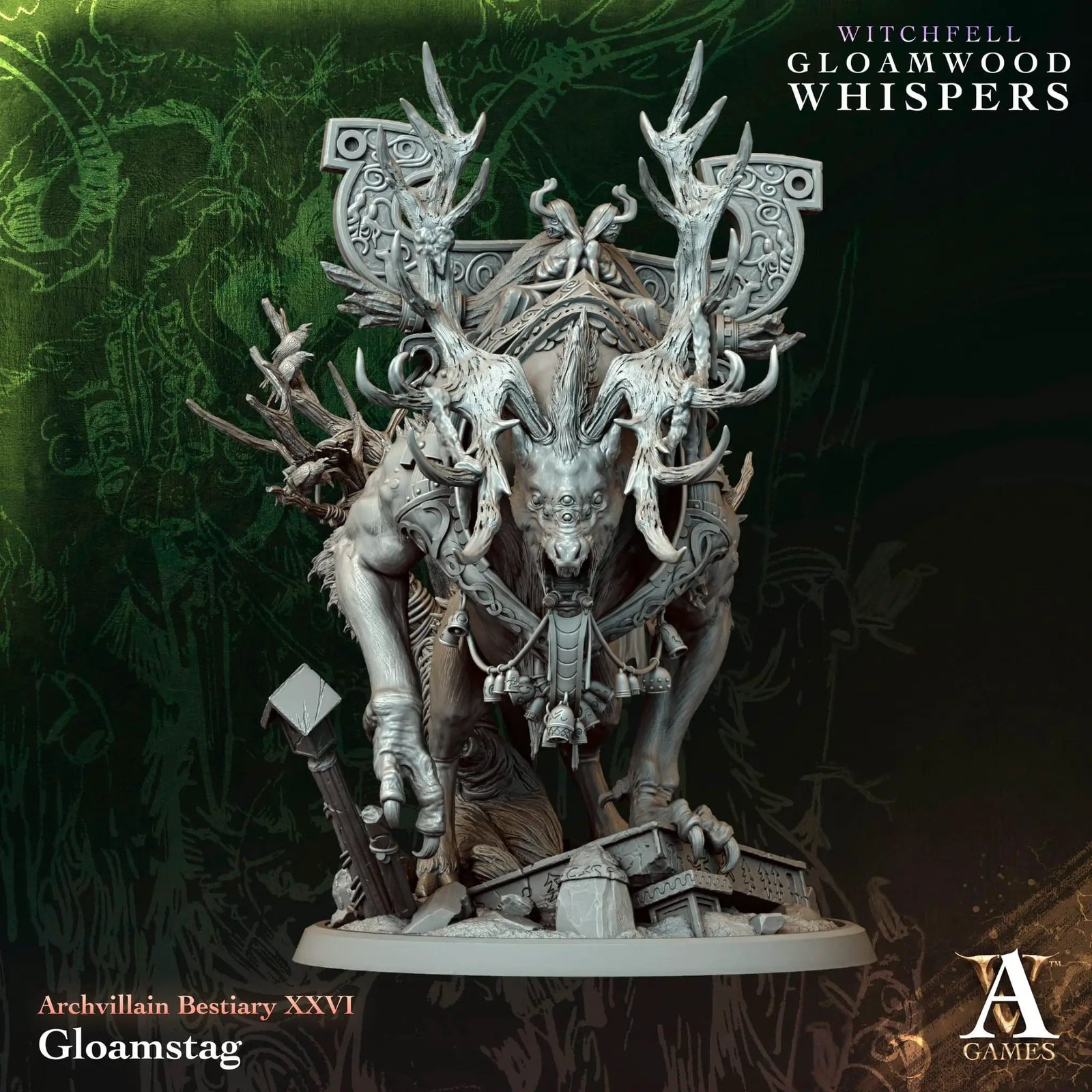 3D printed Beastbinder Crone miniature by Archvillain Games from Last Hope Miniatures, detailed fantasy creature model.