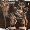 3D printed Beastman Command Group by Last Hope Miniatures for tabletop gaming, featuring detailed beastman figures with weapons.