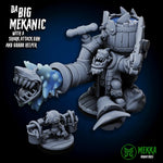 3D printed Big Mekanic figure with shark gun from Last Hope Miniatures, showcasing detailed miniature model with weapon and intricate design.