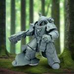 3D printed black Lions Justicar miniature by DakkaDakka, detailed figure from Last Hope Miniatures on a plain background.
