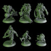 3D printed black Orks mob by DakkaDakka Miniatures, featuring detailed miniature figures for tabletop gaming.