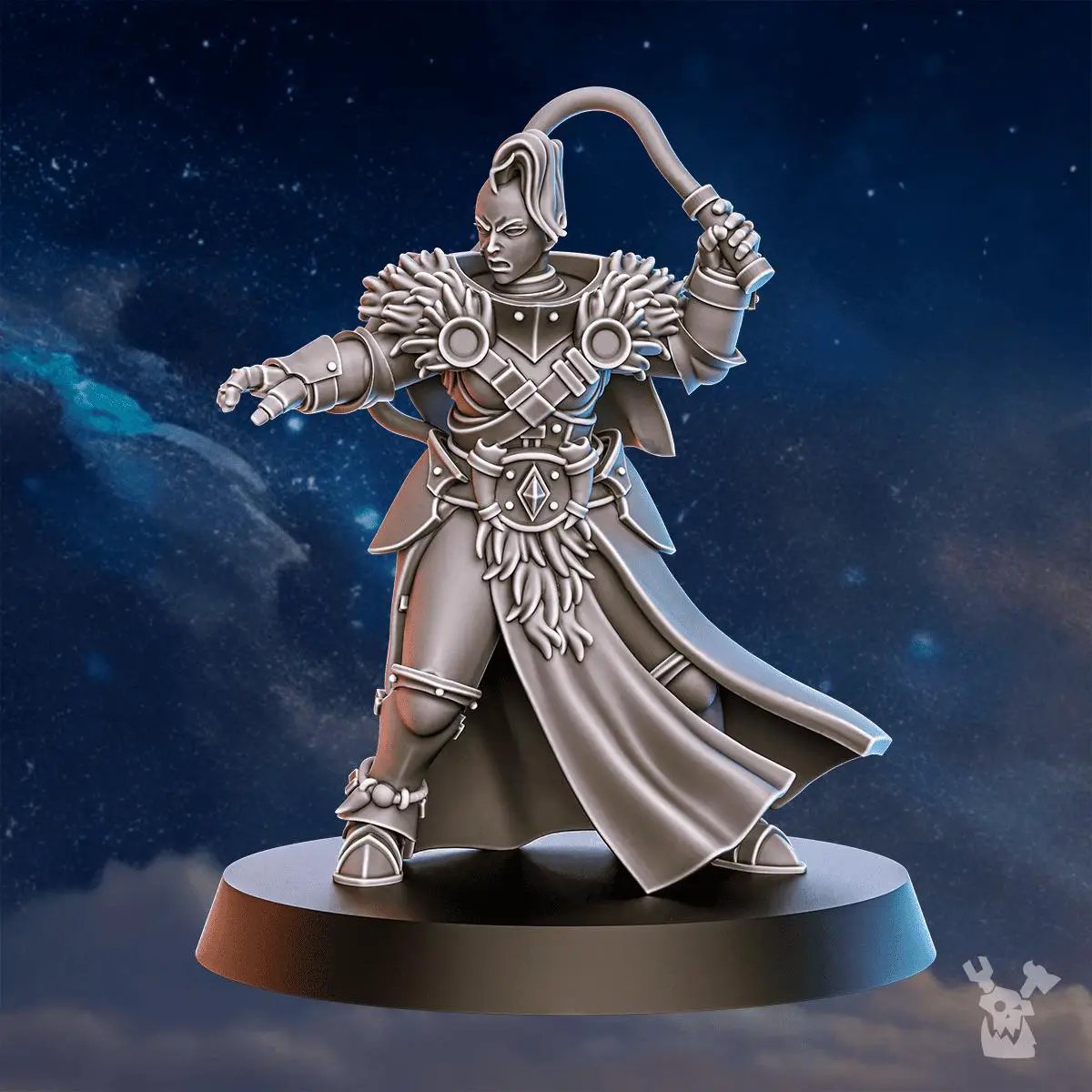 3D printed Blackhide Beastmaster figurine by DakkaDakka Miniatures, detailed black and brown miniature for tabletop gaming.