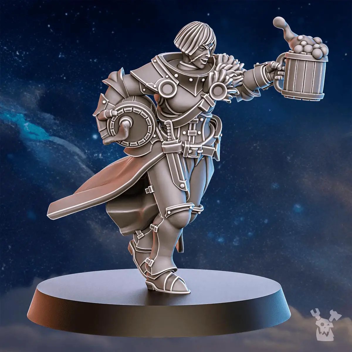 3D printed Blackhide Brewmaster miniature by DakkaDakka Miniatures, featuring detailed blackhide armor and brewing accessories.