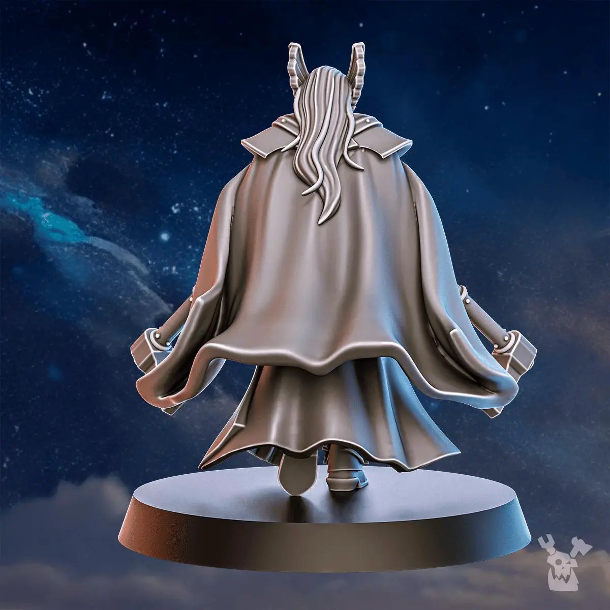 3D printed Blackhide Dueling Champion miniature by DakkaDakka Miniatures, featuring detailed blackhide armor and dynamic pose.