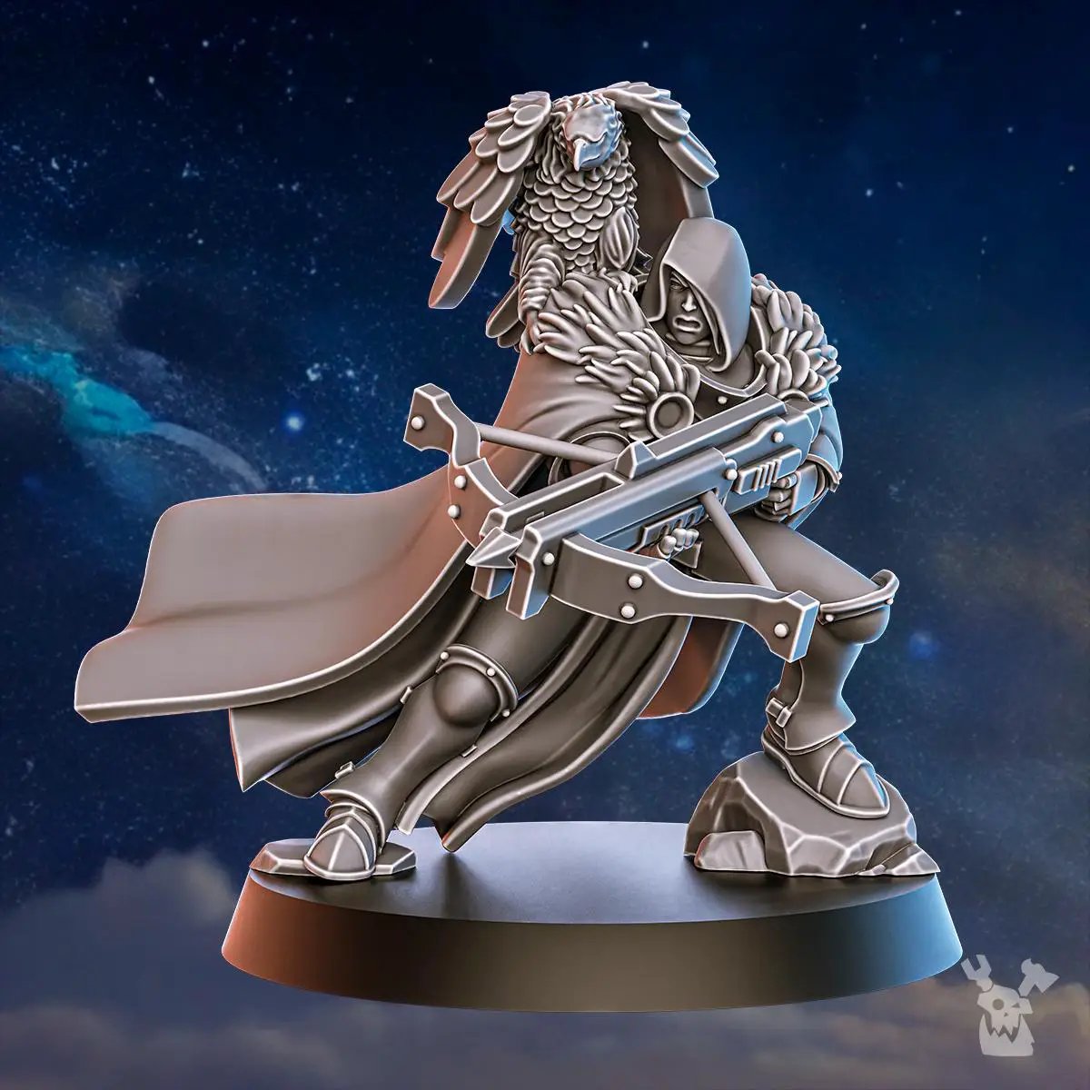 3D printed Blackhide Tribe Archer miniature by DakkaDakka Miniatures, featuring detailed tribal armor and a bow in a dynamic pose.