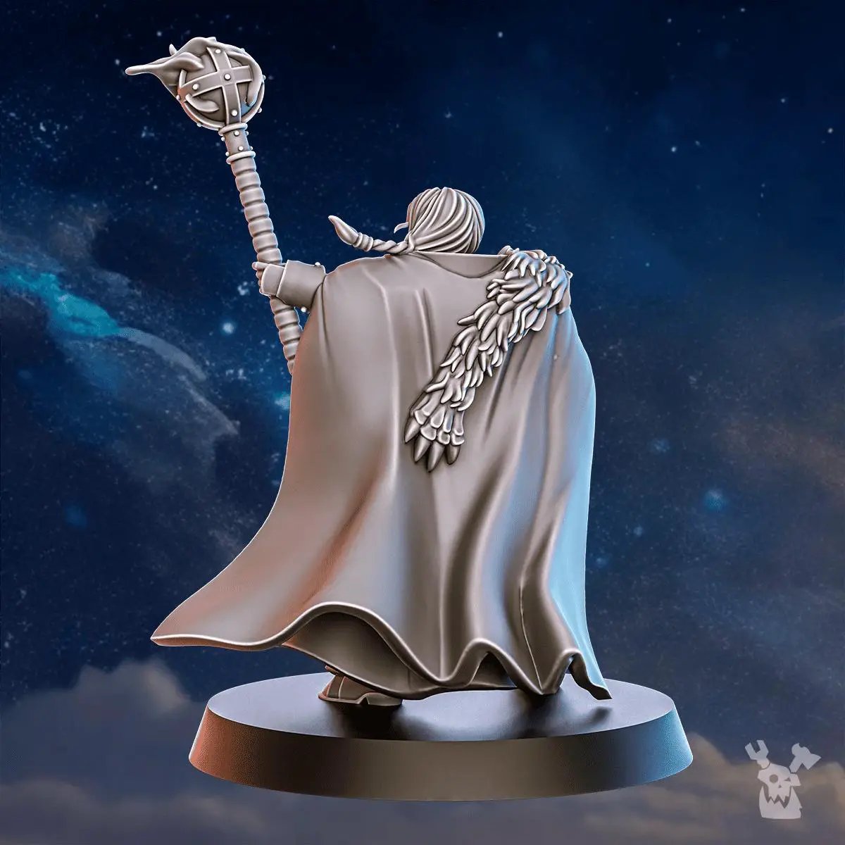 3D printed Blackhide Tribe Signalist miniature by Last Hope Miniatures, featuring detailed tribal attire and signaling equipment.