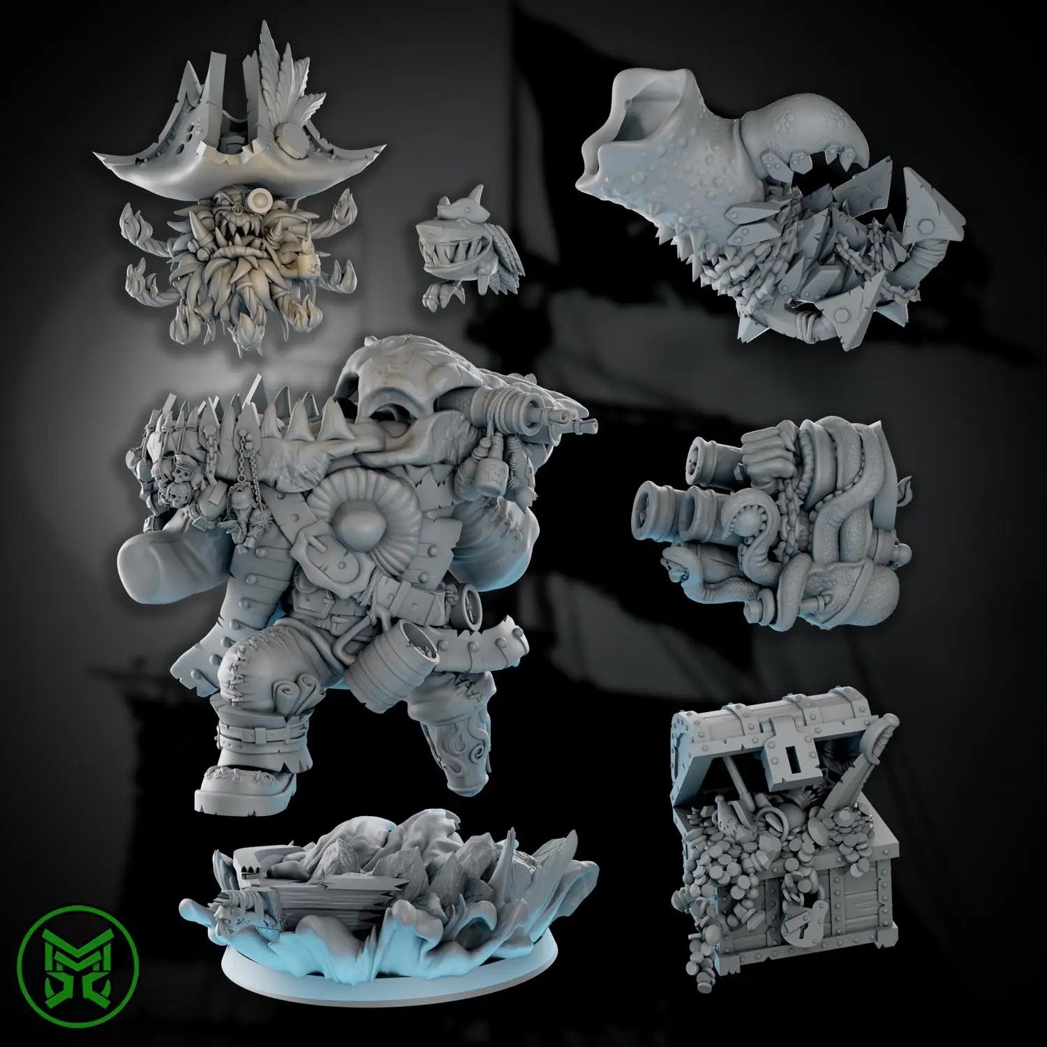 3D printed Blakk Beard Throat Kutta miniature by Last Hope Miniatures from Mekka Miniatures, showing detailed sculpt and textured surface.