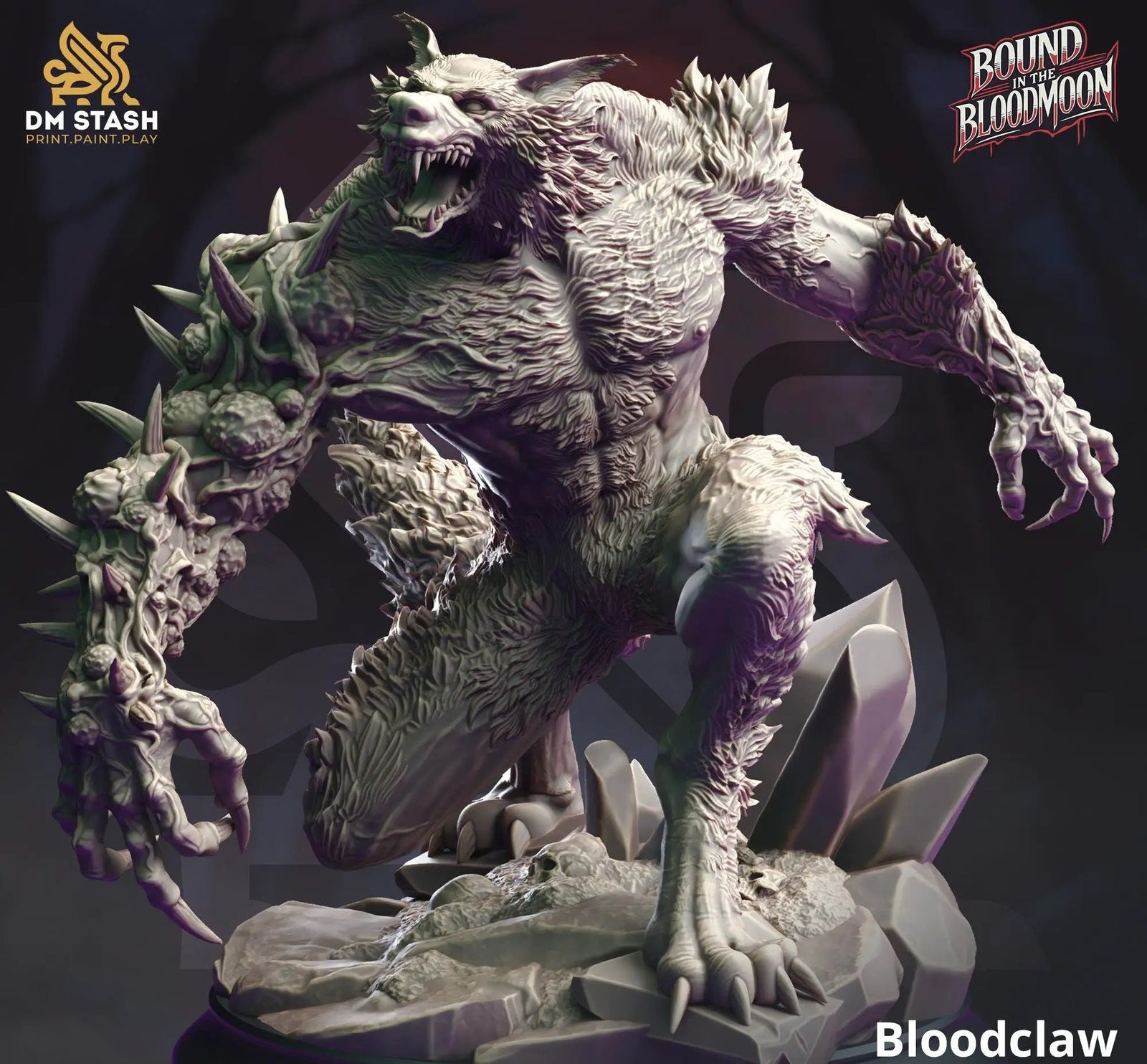 3D printed Bloodclaw Abominable Werewolf miniature by Last Hope Miniatures, featuring detailed fur and fierce claws.