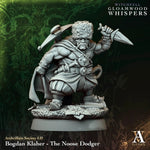 3D printed figure of Bogdan Klaher, The Noose Dodger, by Archvillain Games, modeled by Last Hope Miniatures, showcasing detailed miniature art.
