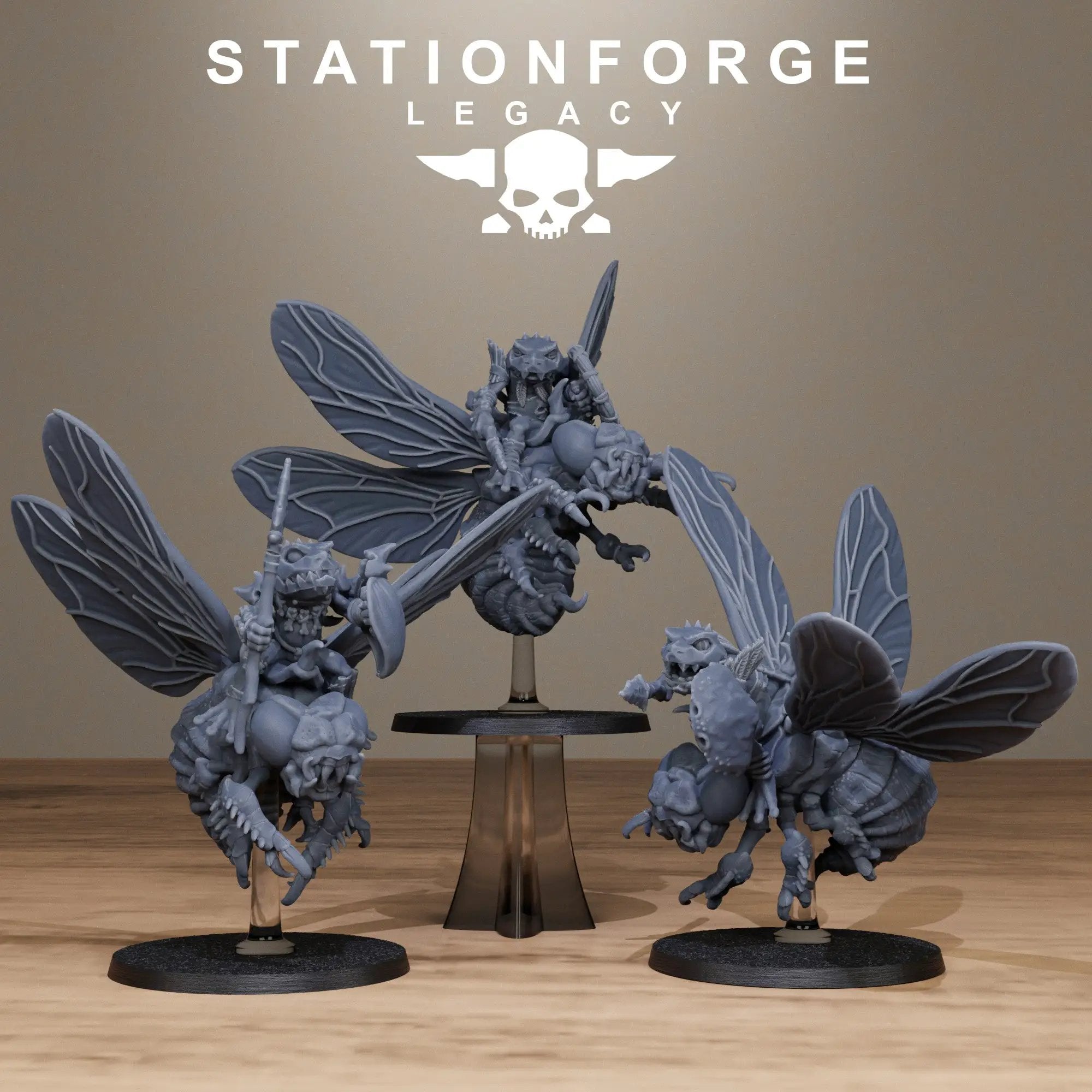 3D printed Bogkin Flies by StationForge Miniatures, detailed miniature insect figures for tabletop gaming from Last Hope Miniatures.