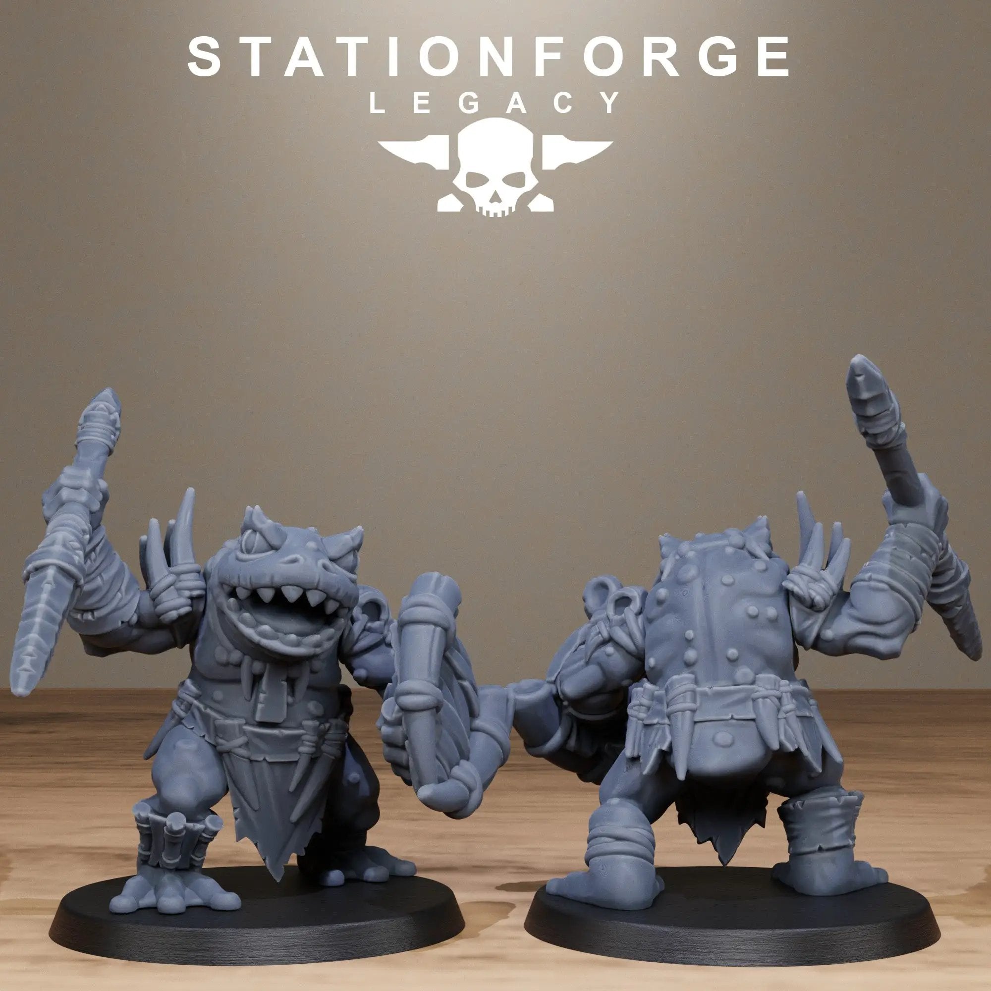 3D printed Bogkin Heavies miniature by Last Hope Miniatures, showing detailed sculpt with textured armor and weaponry.