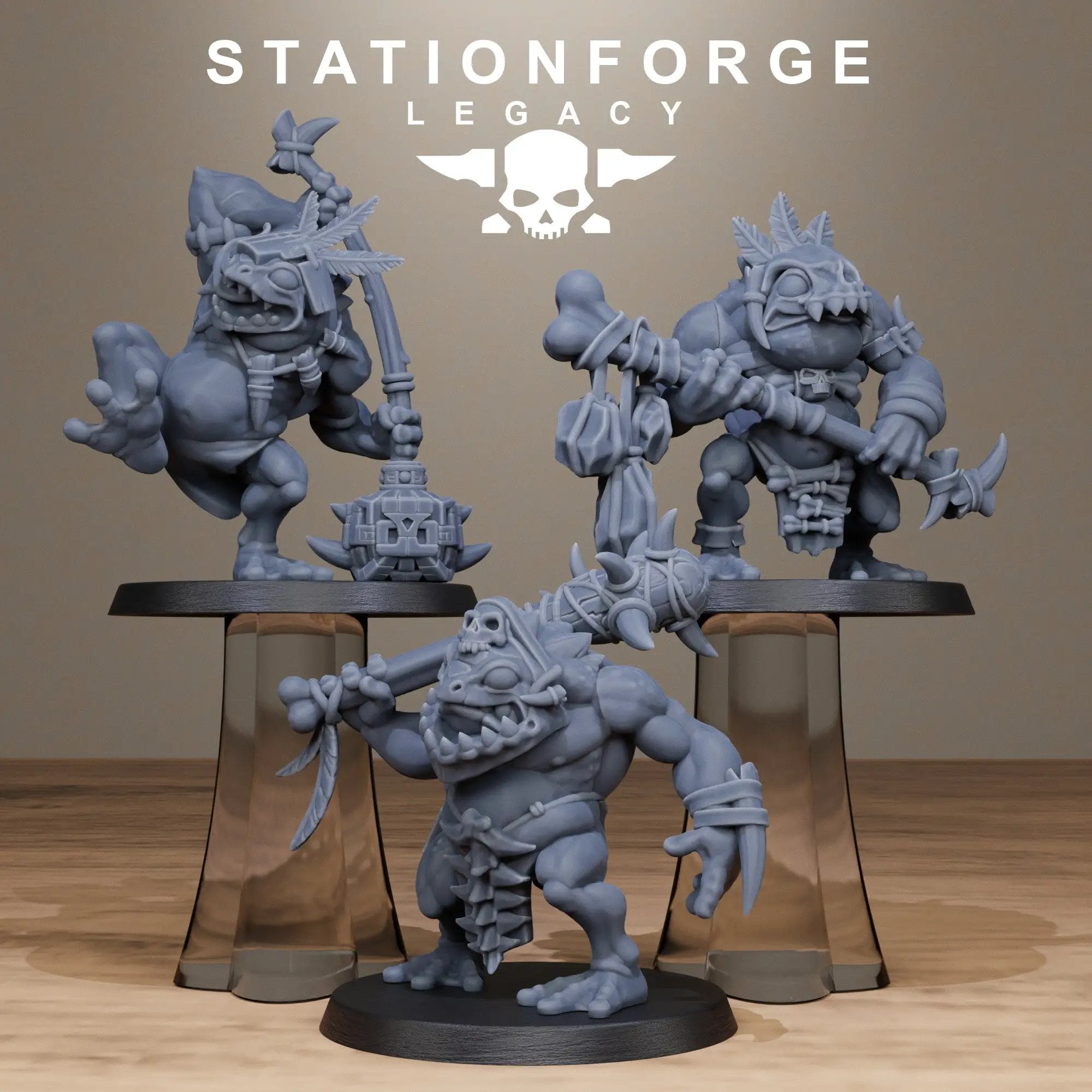 3D printed Bogkin Ogres miniature by StationForge Miniatures for Last Hope Miniatures, detailed fantasy creature model.