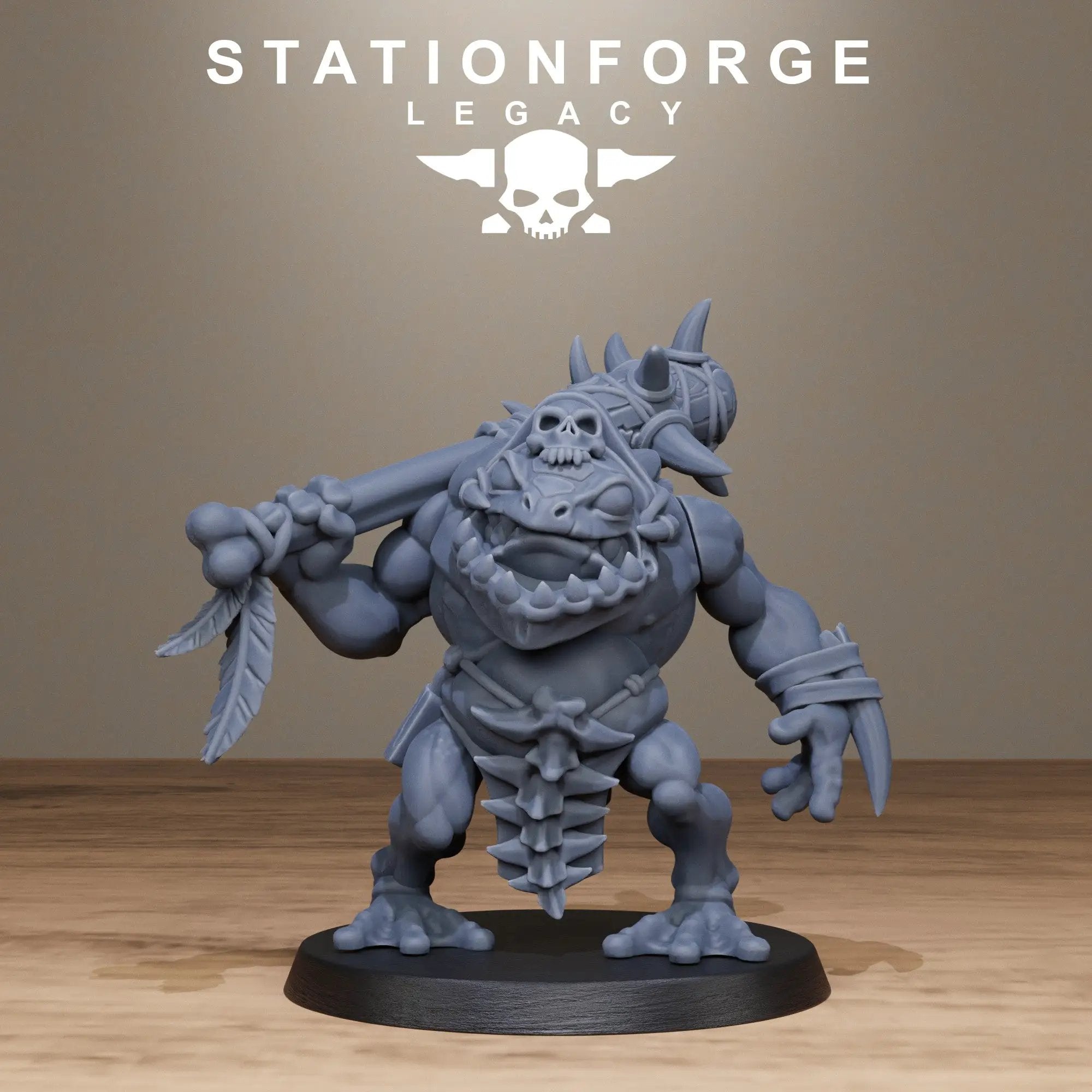 3D printed Bogkin Ogres miniature by StationForge Miniatures for Last Hope Miniatures, showing detailed ogre figures in grey resin.